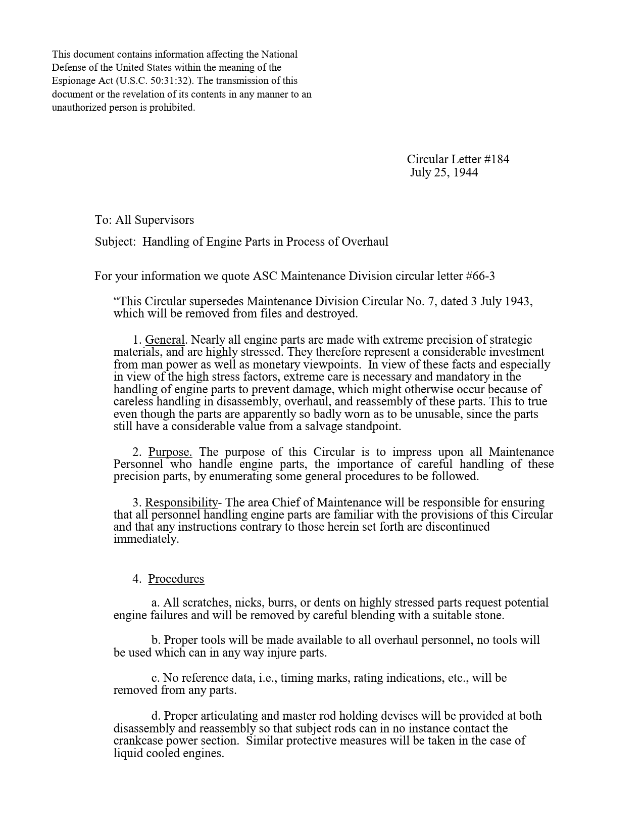 Sample page 1 from AirCorps Library document: Handling of Engine Parts in Process of Overhaul