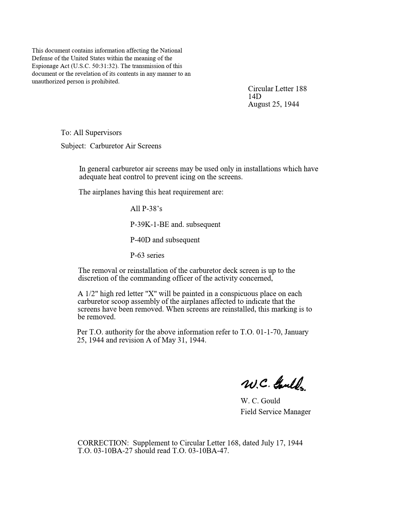 Sample page 1 from AirCorps Library document: Carburetor Air Screens