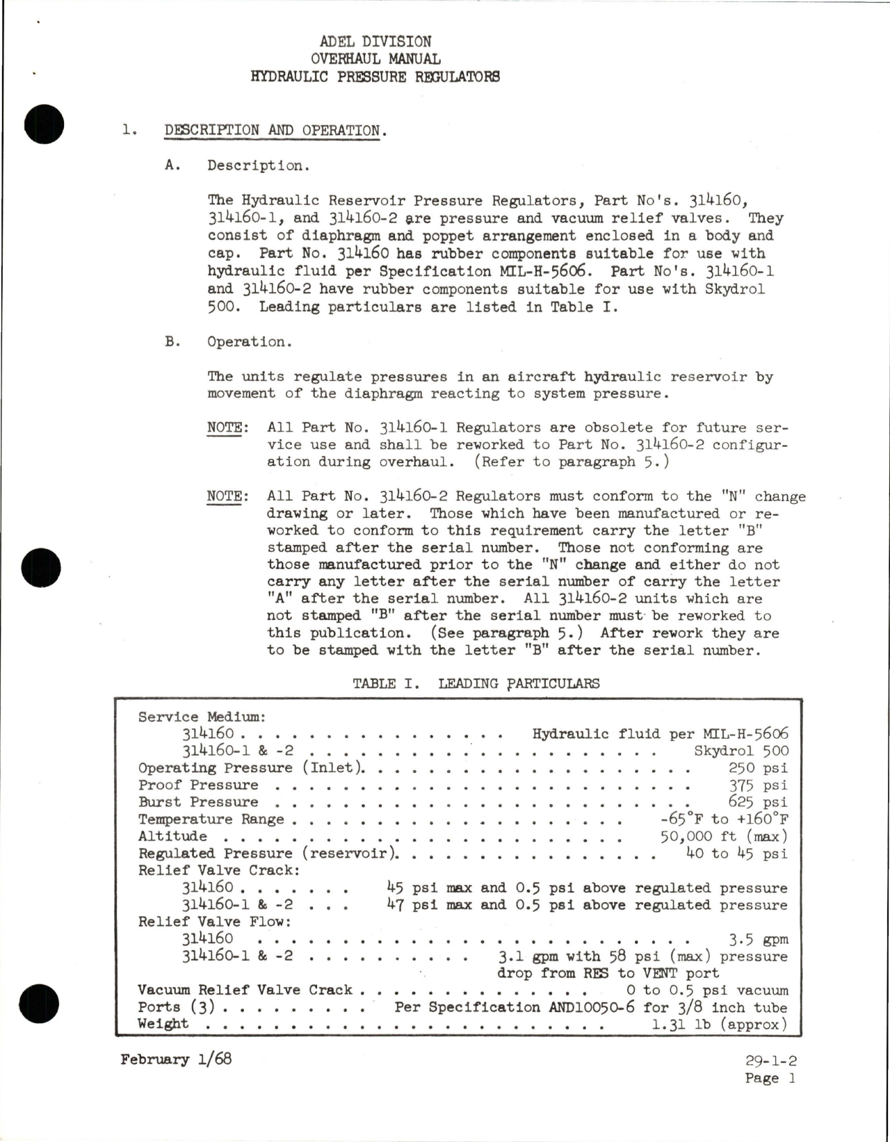 Sample page 5 from AirCorps Library document: Overhaul Manual for Hydraulic Reservoir Pressure Regulators - Parts 314160 and 314160-2