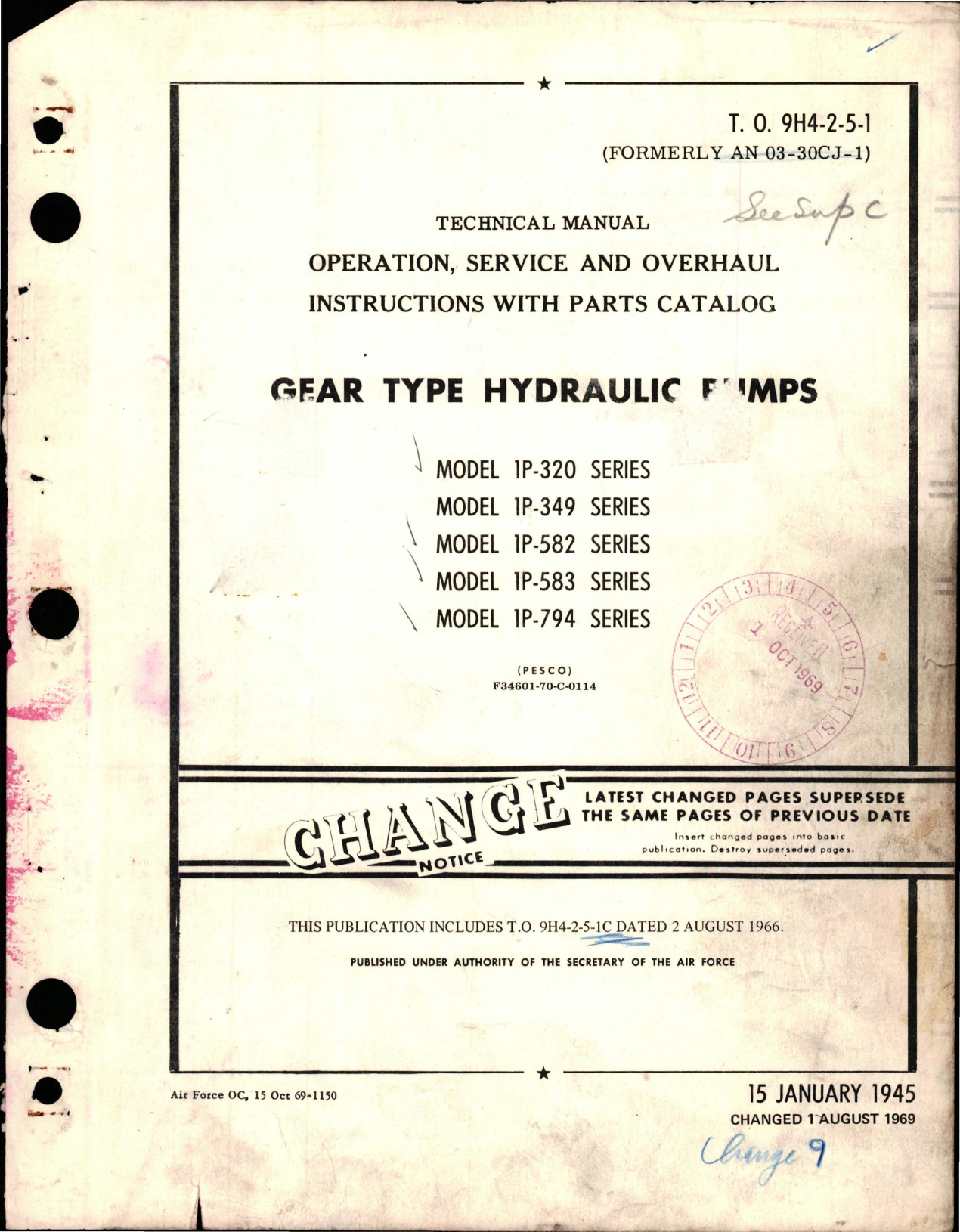 Sample page 1 from AirCorps Library document: Operation, Service and Overhaul Instructions with Parts Catalog for Gear Type Hydraulic Pumps 