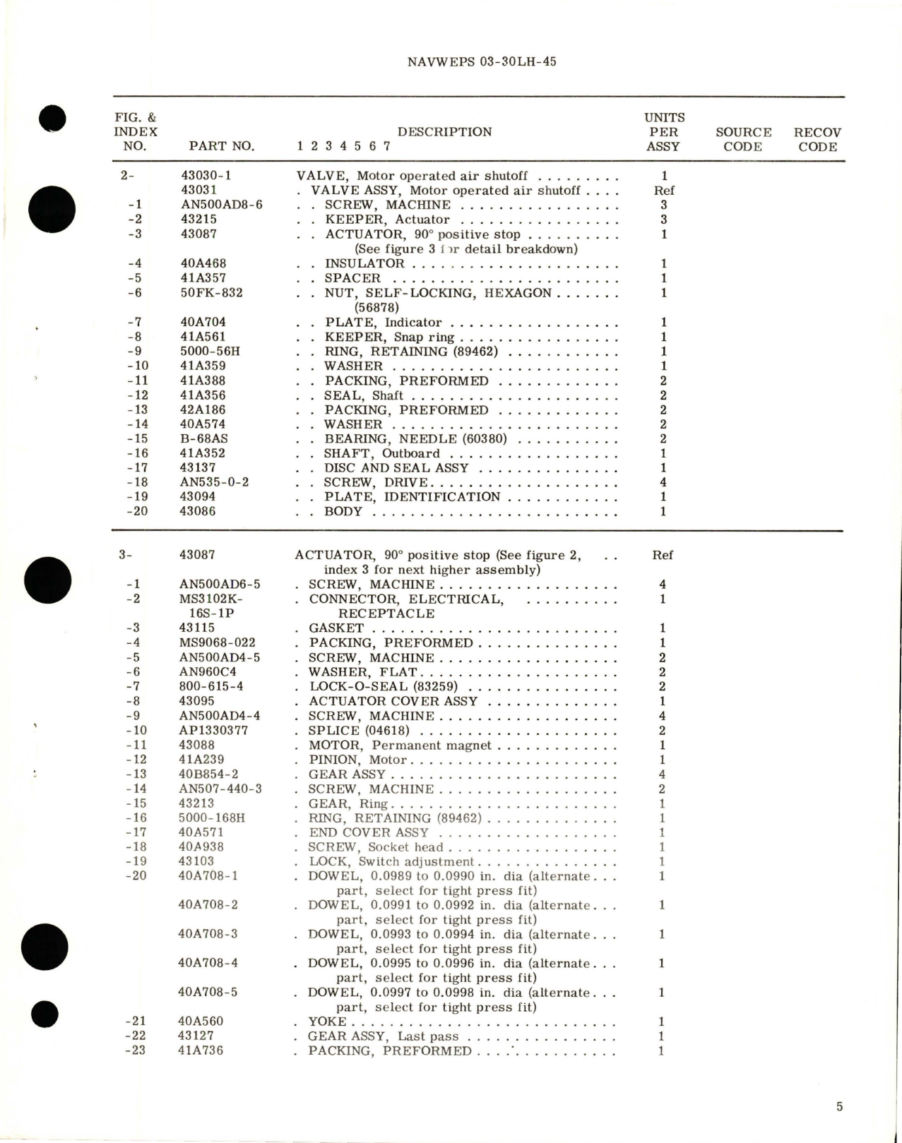 Sample page 5 from AirCorps Library document: Overhaul Instructions with Parts Breakdown for Motor Operated Air Shutoff Valve - Part 43030-1