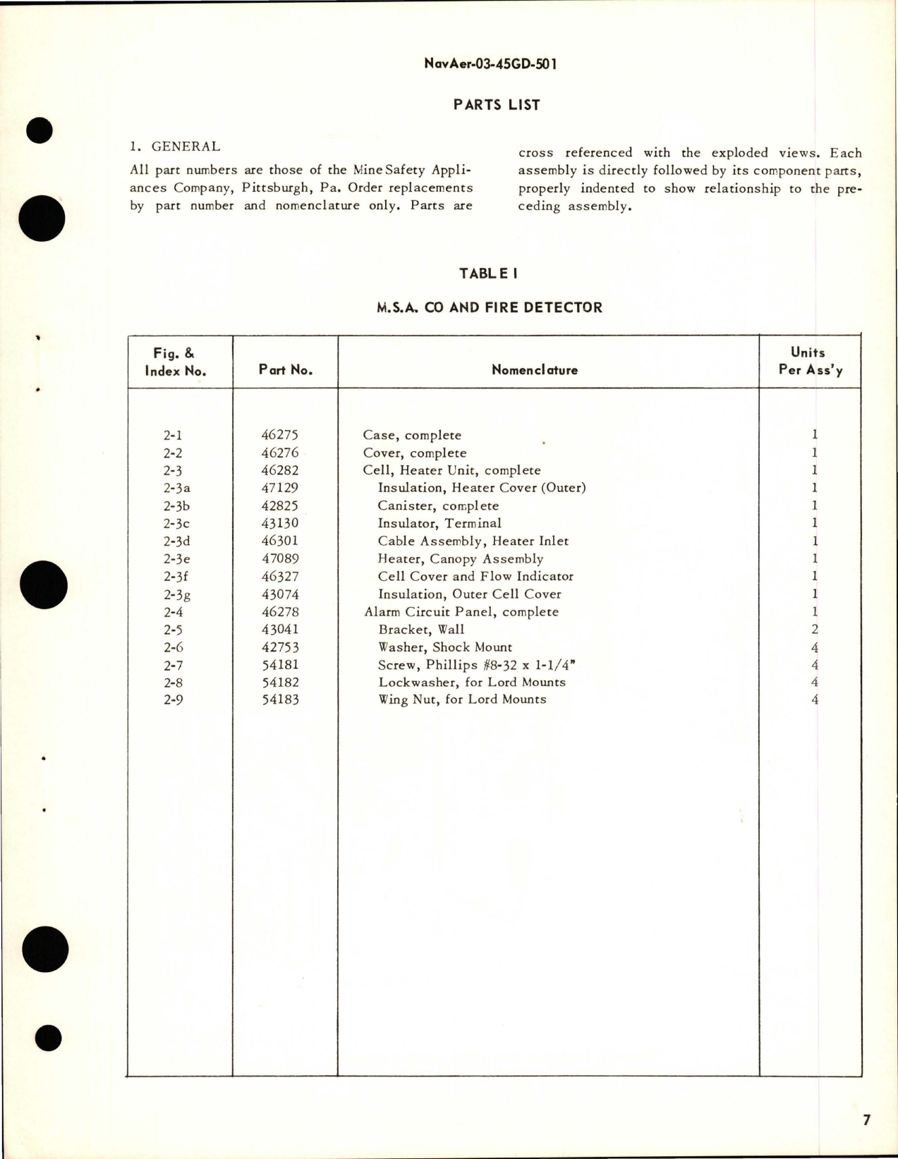Sample page 7 from AirCorps Library document: Overhaul Instructions with Parts Breakdown for CO & Fire Detector - DR-45878