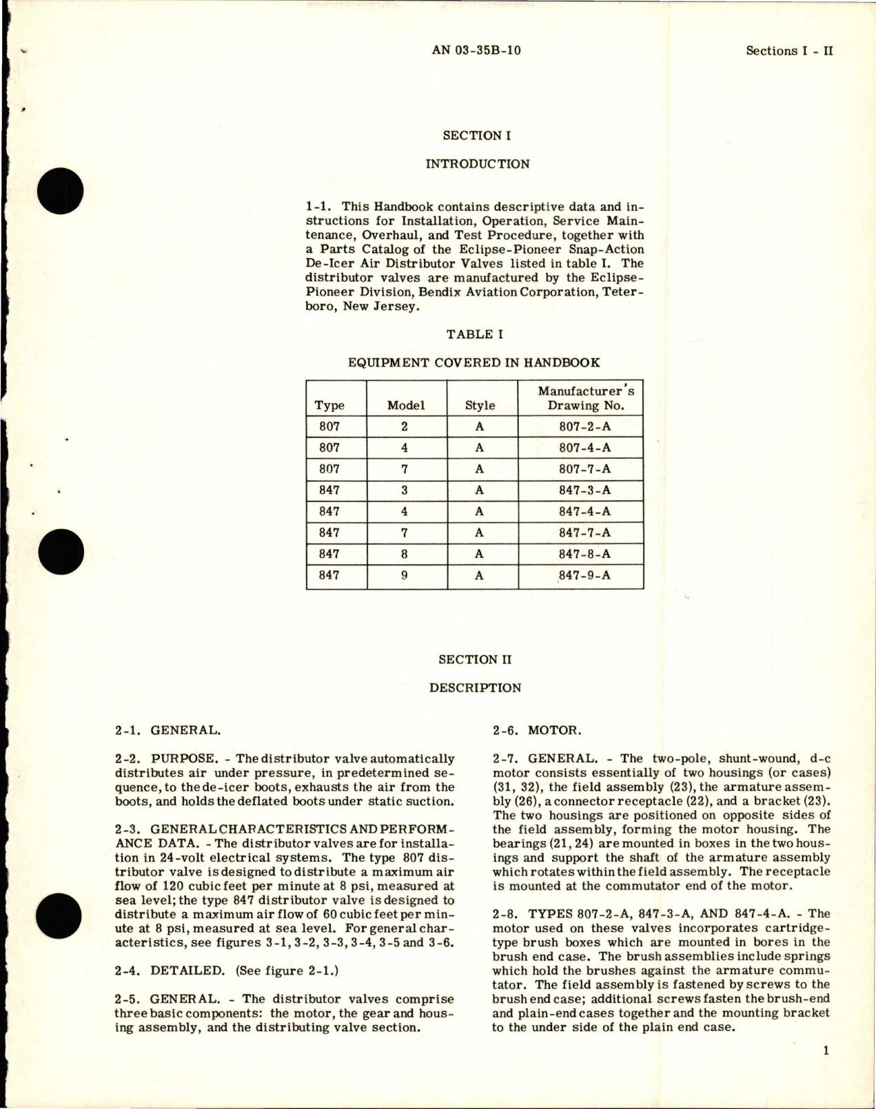 Sample page 7 from AirCorps Library document: Operation, Service, and Overhaul Instructions with Parts Catalog for Snap-Action De-Icer Air Distribution Valves - Types 807 and 847