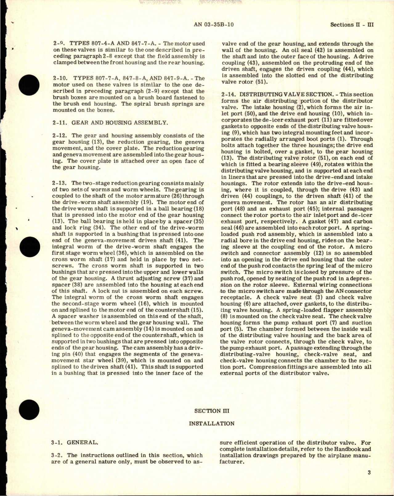 Sample page 9 from AirCorps Library document: Operation, Service, and Overhaul Instructions with Parts Catalog for Snap-Action De-Icer Air Distribution Valves - Types 807 and 847