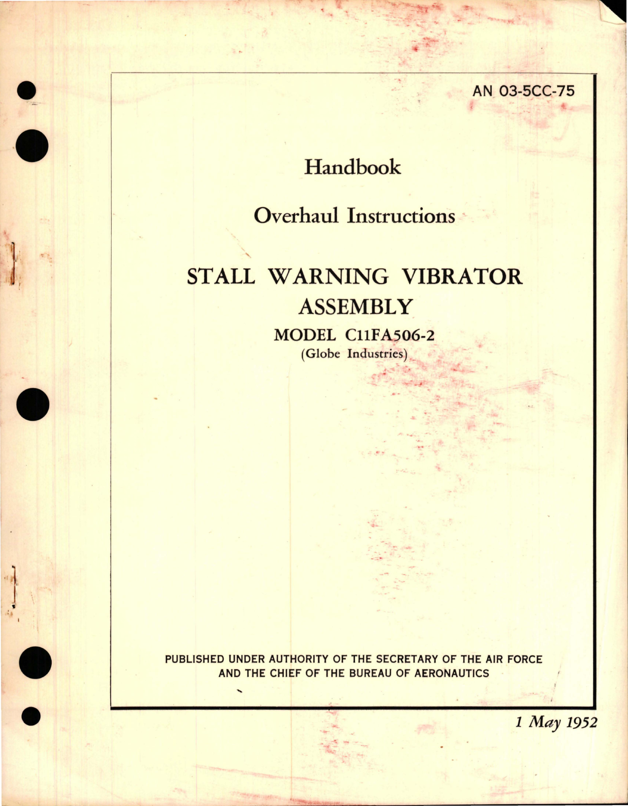 Sample page 1 from AirCorps Library document: Overhaul Instructions for Stall Warning Vibrator Assembly - Model C11FA506-2 