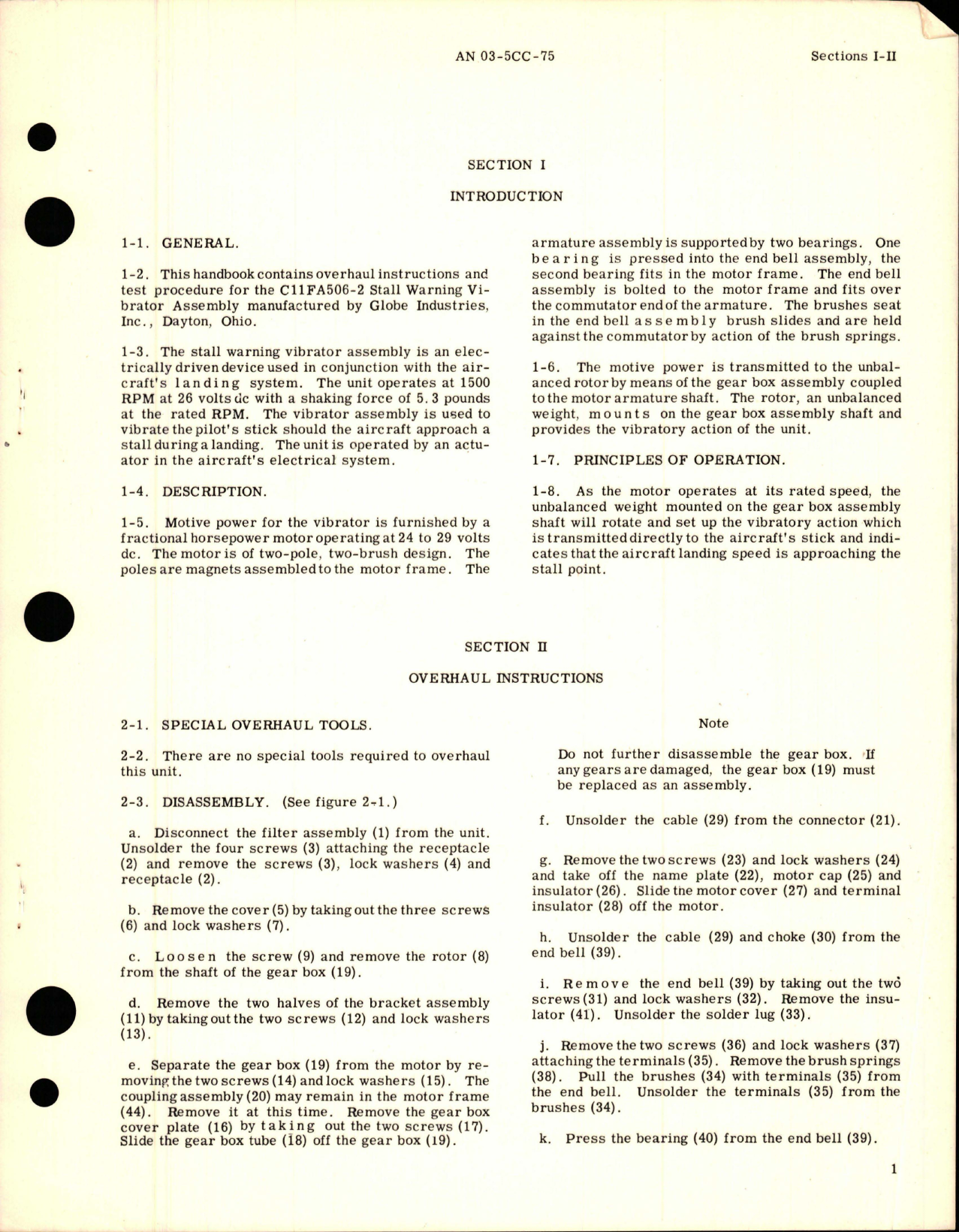 Sample page 5 from AirCorps Library document: Overhaul Instructions for Stall Warning Vibrator Assembly - Model C11FA506-2 