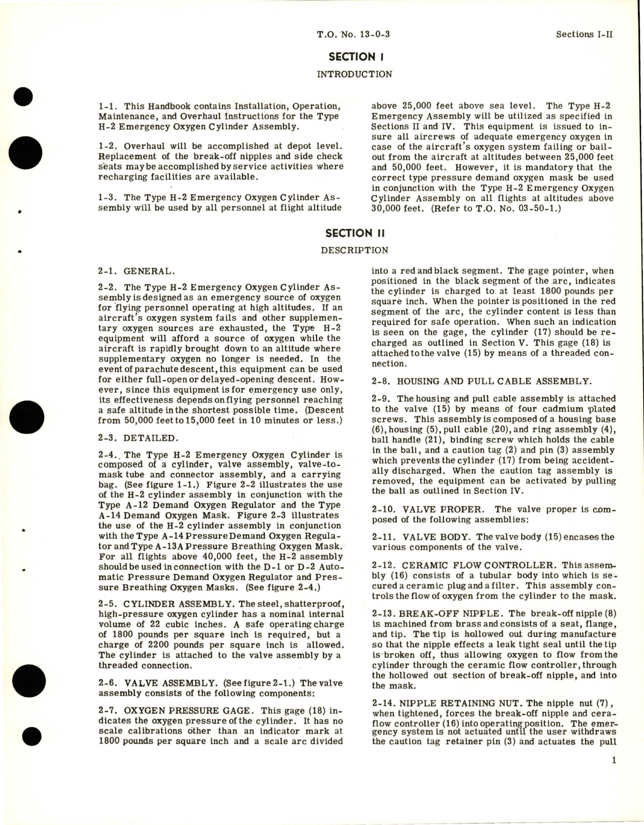 Sample page 5 from AirCorps Library document: Operation, Service, and Overhaul Instructions for Emergency Bail-Out Oxygen Cylinder - Type H-2