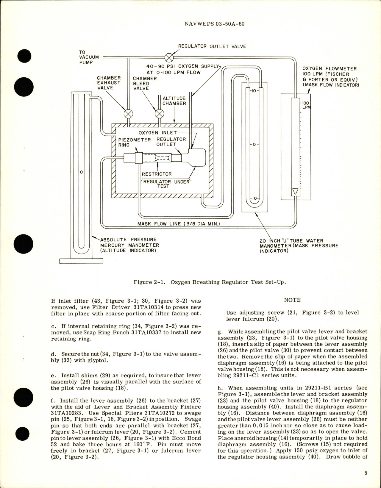Sample page 5 from AirCorps Library document: Operation, Service, Overhaul Instructions, and Parts Breakdown for Miniature Oxygen Breathing Regulator - Models 29211-B1 and 29211-C1