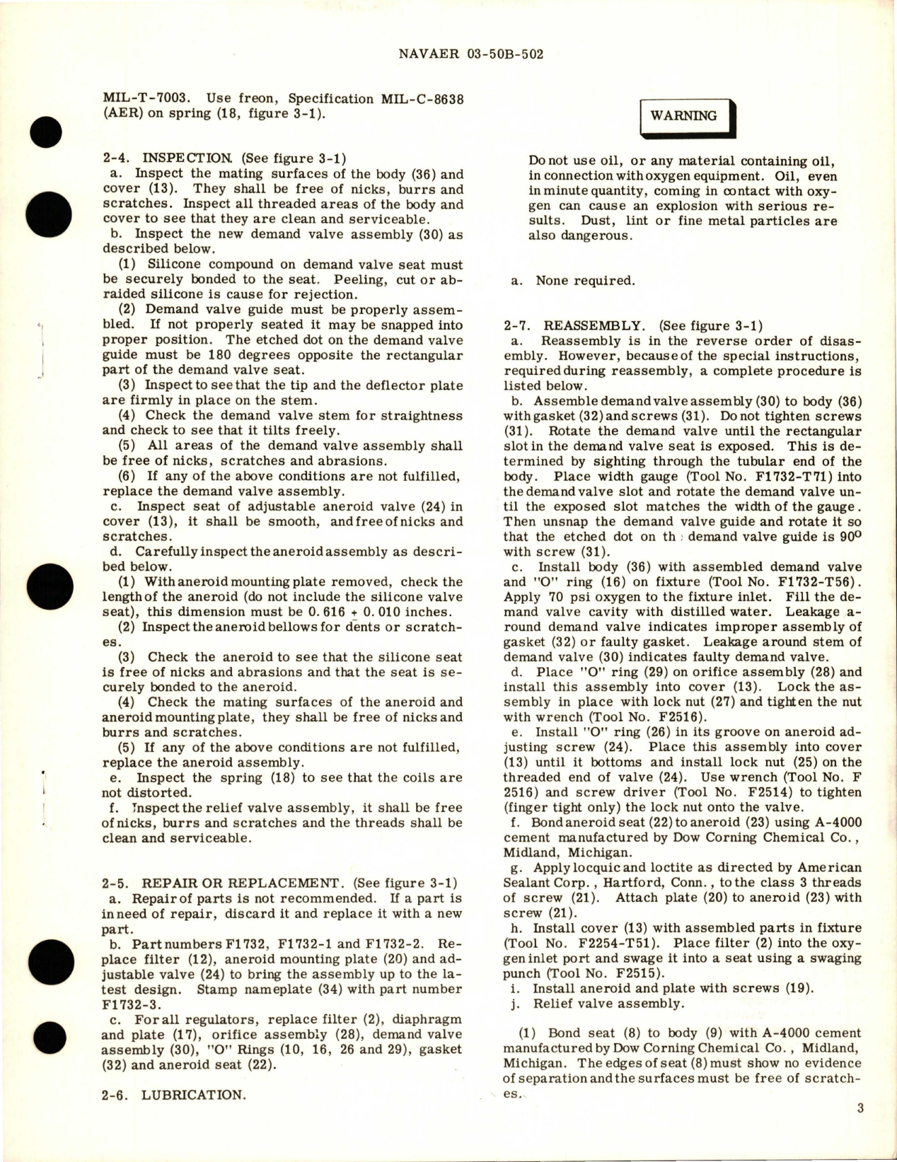 Sample page 5 from AirCorps Library document: Operation, Service, and Overhaul Instructions with Illustrated Parts Breakdown for Automatic Pressure Oxygen Breathing Regulator - Parts F1732, F1732-1, F1732-2, and F1732-3