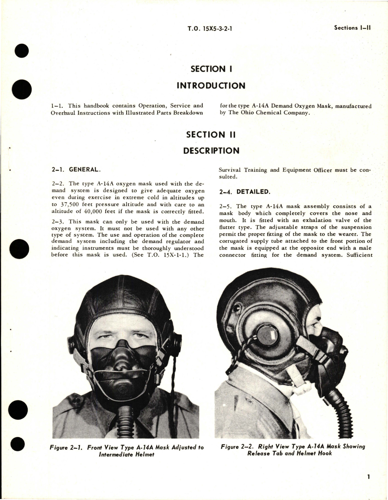 Sample page 5 from AirCorps Library document: Operation, Service and Overhaul Instructions with Illustrated Parts Breakdown for Demand Oxygen Mask - Type A-14A