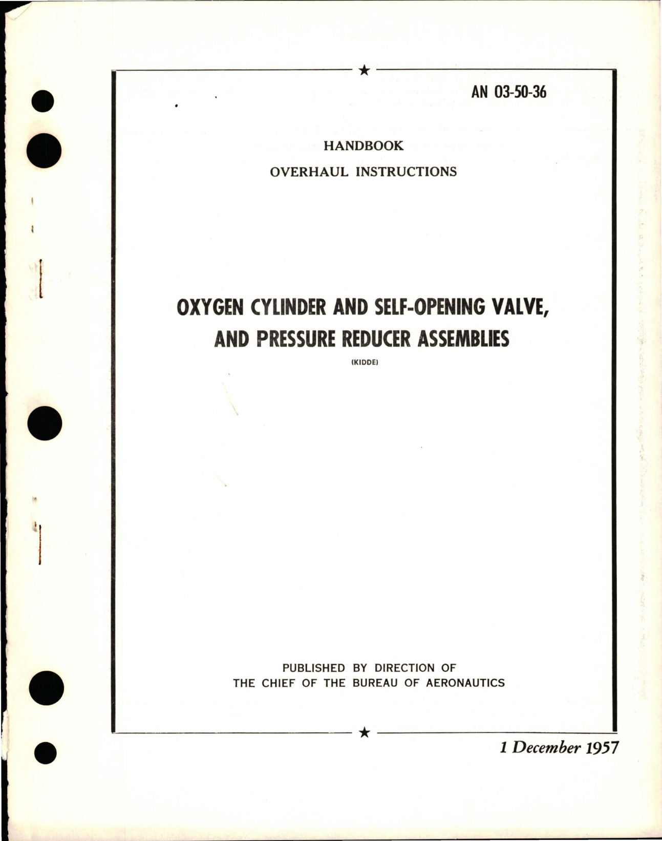 Sample page 1 from AirCorps Library document: Overhaul Instructions for Oxygen Cylinder and Self-Opening Valve, and Pressure Reducer Assembly 
