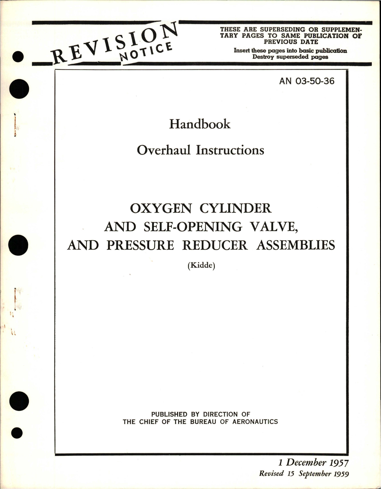 Sample page 1 from AirCorps Library document: Overhaul Instructions for Oxygen Cylinder, Self-Opening Valve, and Pressure Reducer Assembly
