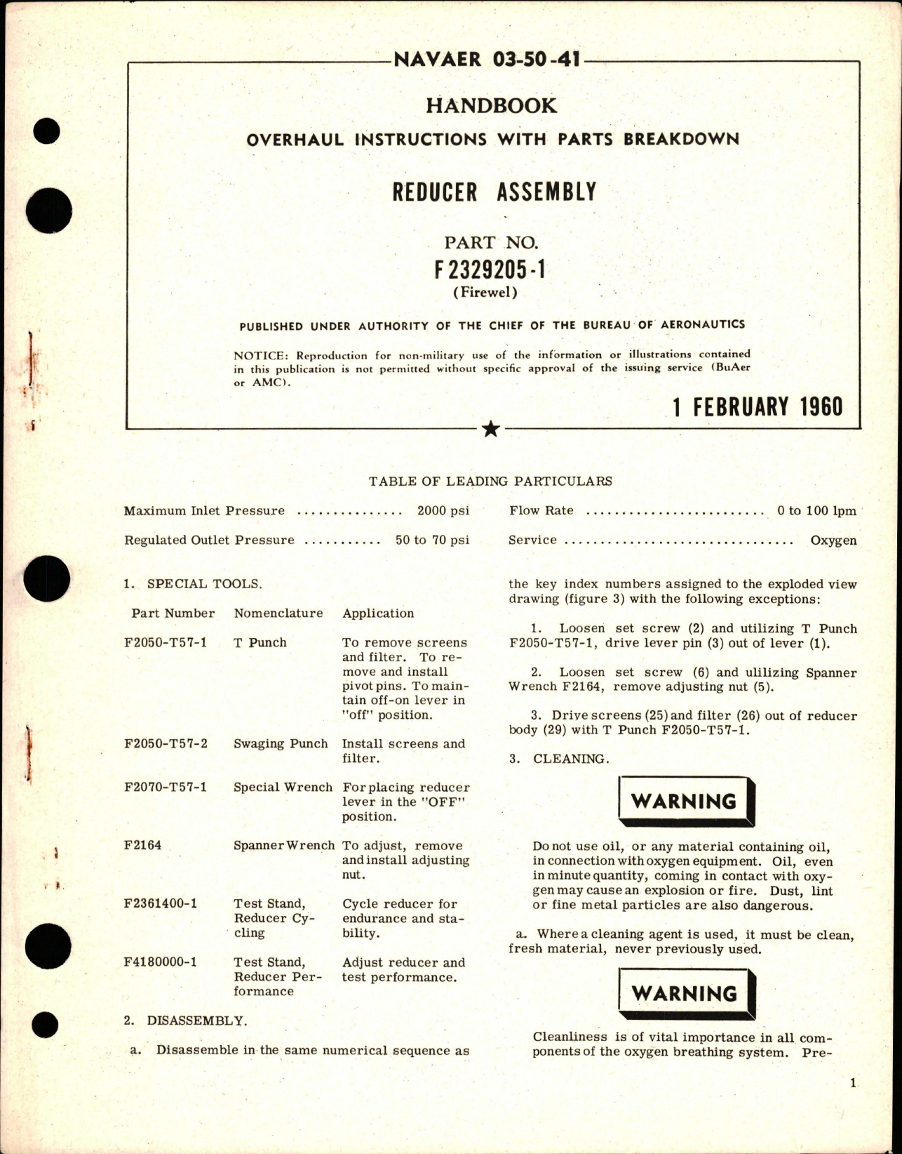 Sample page 1 from AirCorps Library document: Overhaul Instructions with Parts Breakdown for Reducer Assembly - Part F2329205-1