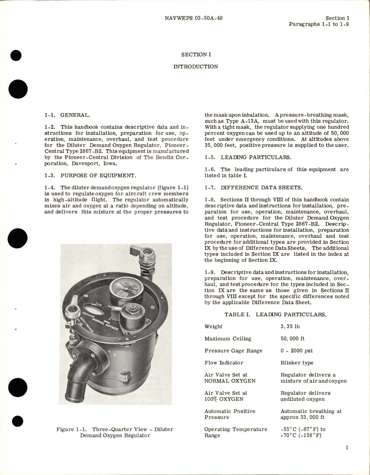 Sample page 5 from AirCorps Library document: Operation, Maintenance, and Overhaul Instructions for Diluter Demand Oxygen Regulator - Part 2867-B2, 2867-7B-C1, 2872-B2, 2873-B32, and 2874-B2