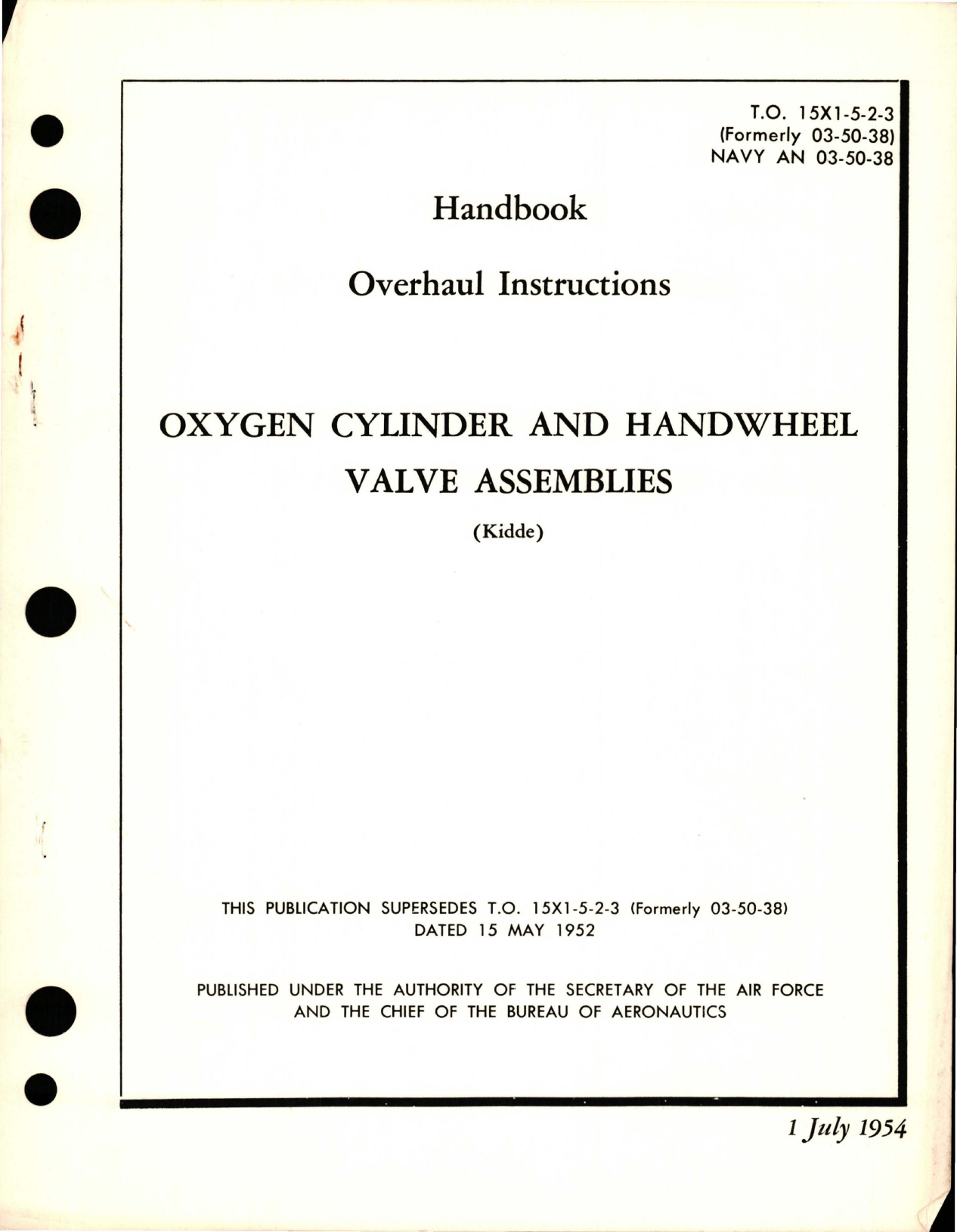 Sample page 1 from AirCorps Library document: Overhaul Instructions for Oxygen Cylinder and Handwheel Valve Assembly