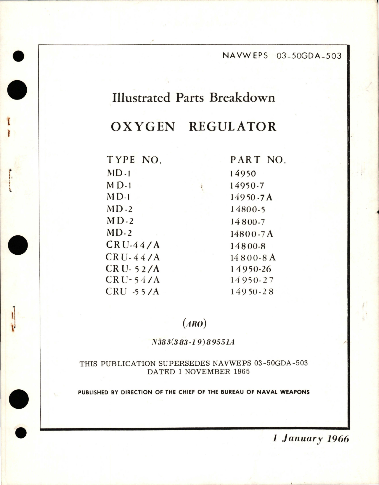 Sample page 1 from AirCorps Library document: Illustrated Parts Breakdown for Oxygen Regulator 