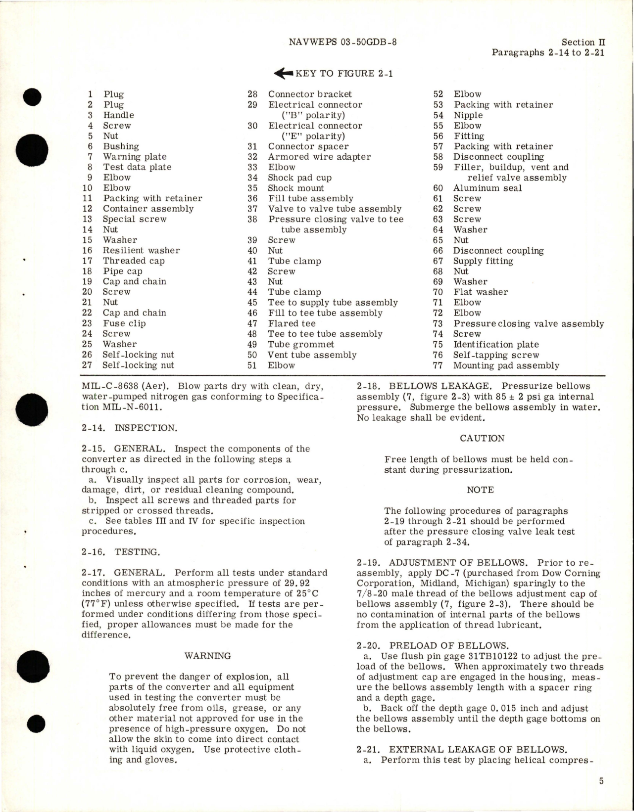 Sample page 9 from AirCorps Library document: Overhaul Instructions for Liquid Oxygen Converter - Part 29073-B1 and 29073-C1