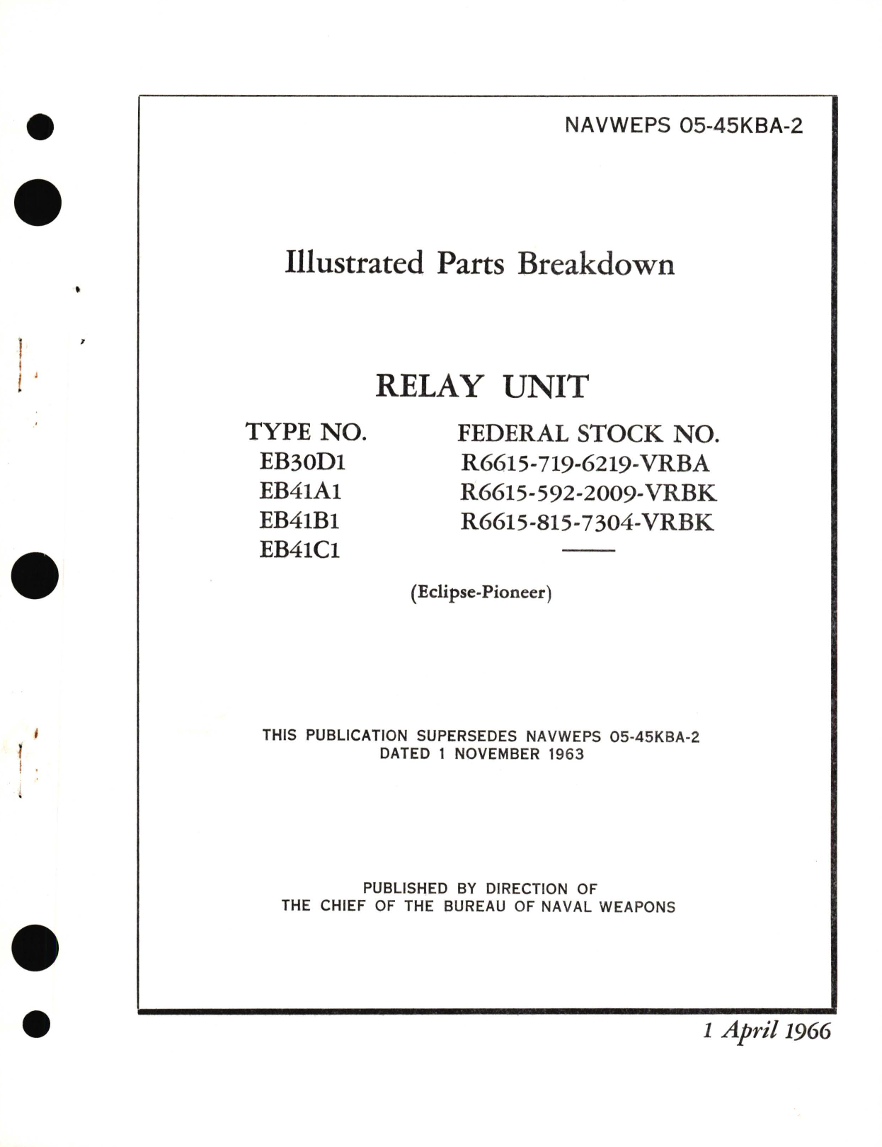 Sample page 1 from AirCorps Library document: Illustrated Parts Breakdown for Relax Unit Type No. EB30D1, EB41A1, EB41B1, EB41C1 