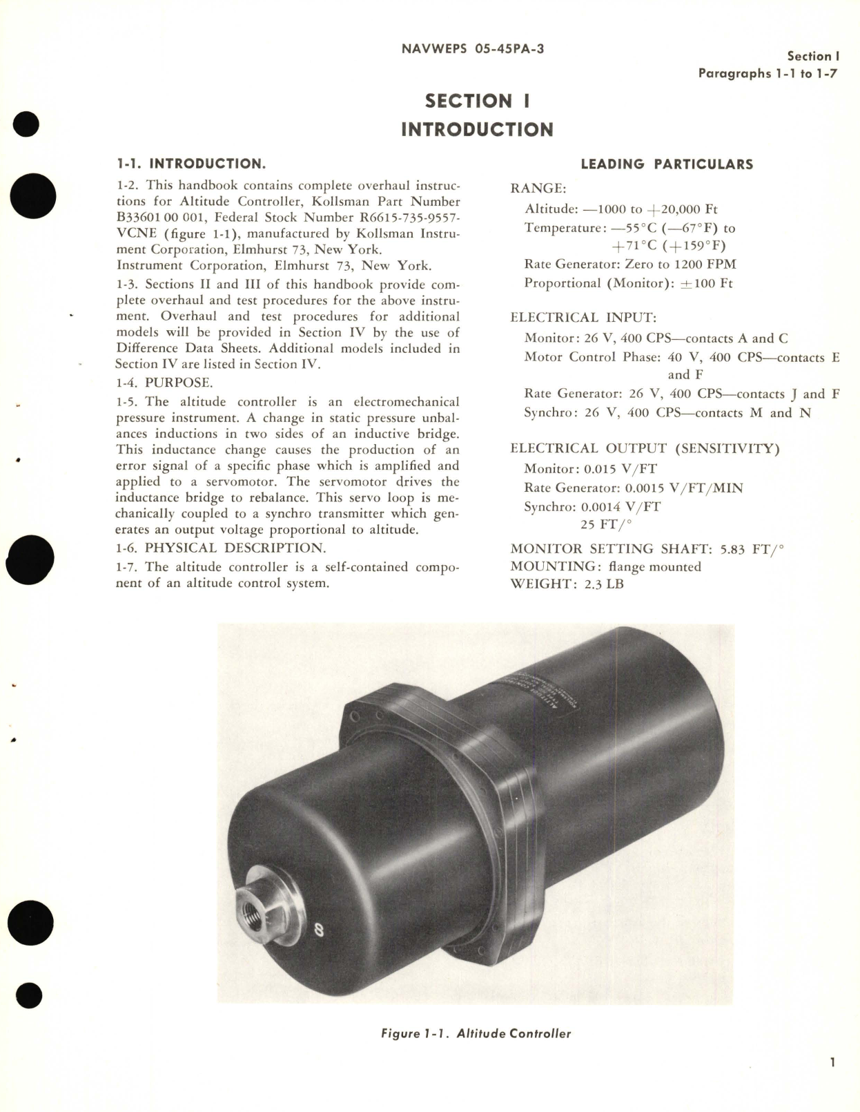 Sample page 5 from AirCorps Library document: Overhaul Instructions for Altitude Controller Part No B33601 00 001 