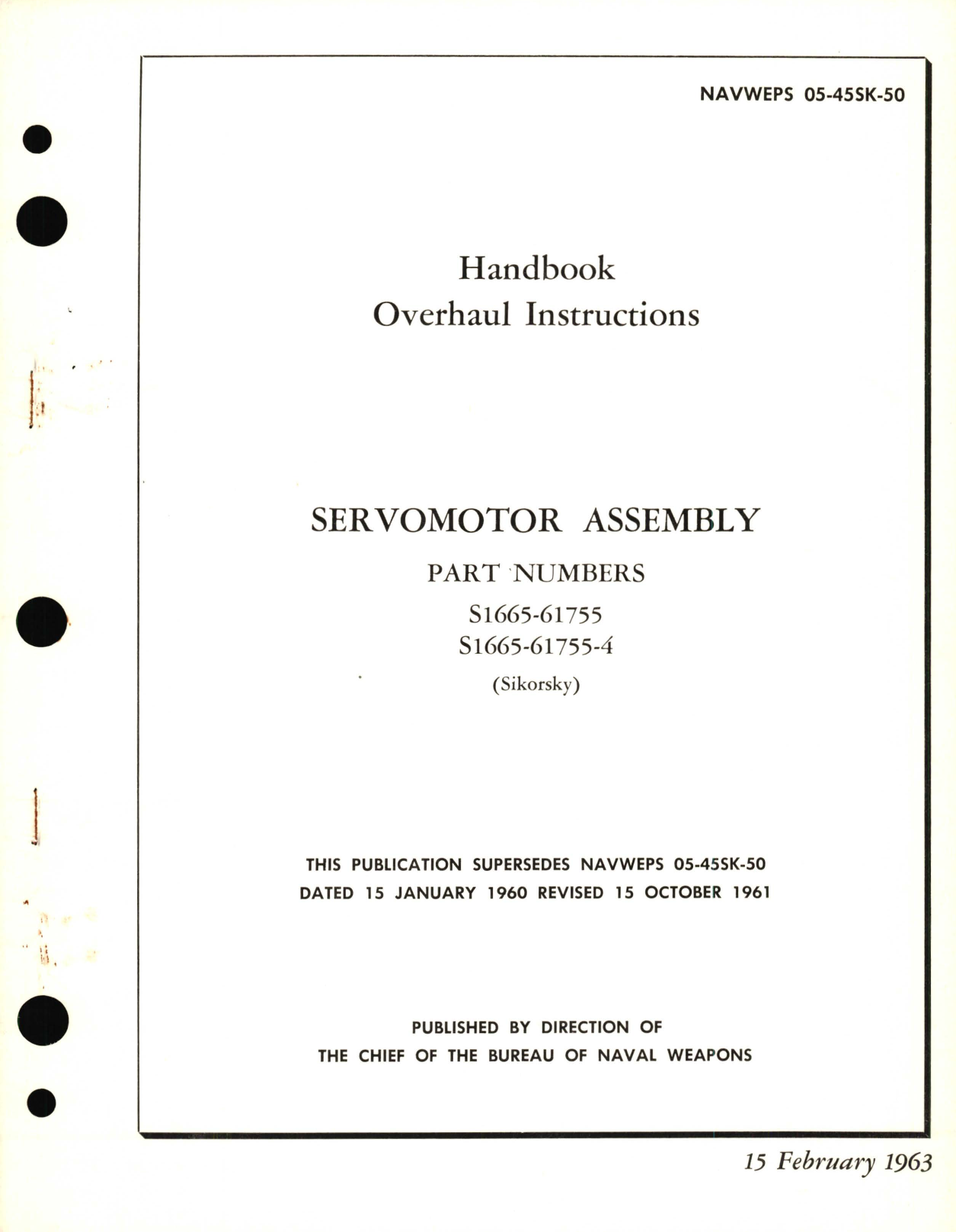 Sample page 1 from AirCorps Library document: Overhaul Instructions for Servomotor Assembly Part  No. S1665-61755, S1665-61755-4