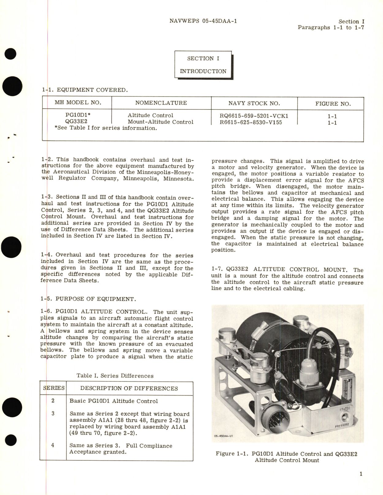 Sample page 5 from AirCorps Library document: Overhaul Instructions for PG10D1 Altitude Control and QG33E2 Altitude Control Mount