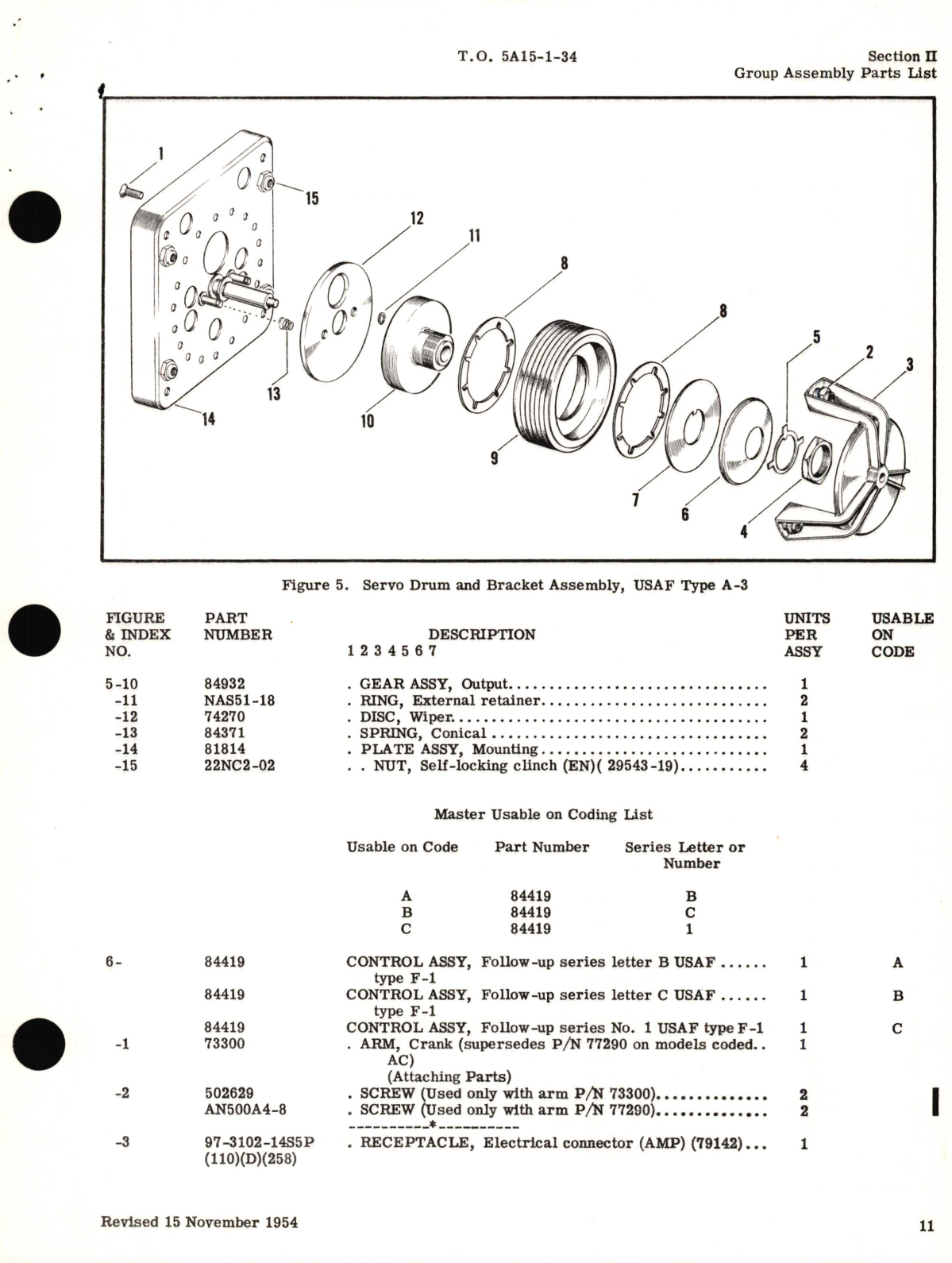 Sample page 7 from AirCorps Library document: Illustrated Parts Breakdown for Servo Motor and Drive Assembly USAF Types A-5 and A-6 Servo Drum and Bracket Assembly USAF Type A-3 Follow-Up Control Assembly USAF Type F-1