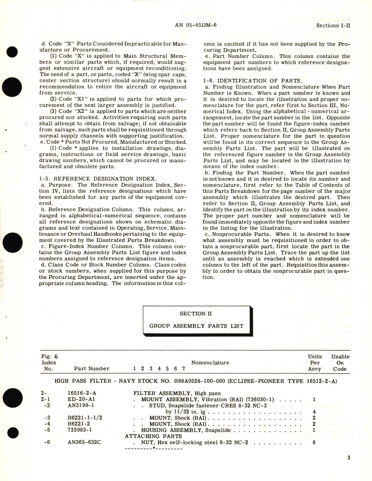 Sample page 7 from AirCorps Library document: Illustrated Parts Breakdown for High Pass Filter Part No. 16516-2-A