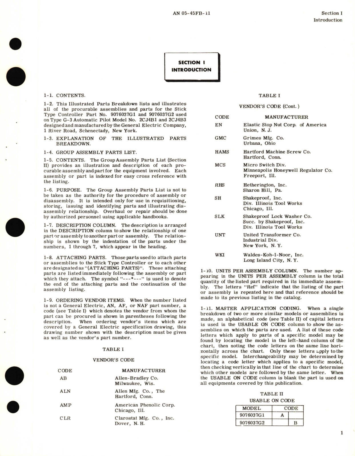 Sample page 5 from AirCorps Library document: Illustrated Parts Breakdown for Stick Type Controller Part No. 9076037G1, 9076037G2 for Type G-3 Automatic Pilot Model No. 2CJ4B1 and 2CJ4B3