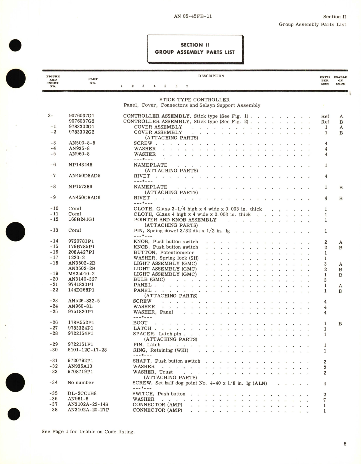 Sample page 9 from AirCorps Library document: Illustrated Parts Breakdown for Stick Type Controller Part No. 9076037G1, 9076037G2 for Type G-3 Automatic Pilot Model No. 2CJ4B1 and 2CJ4B3