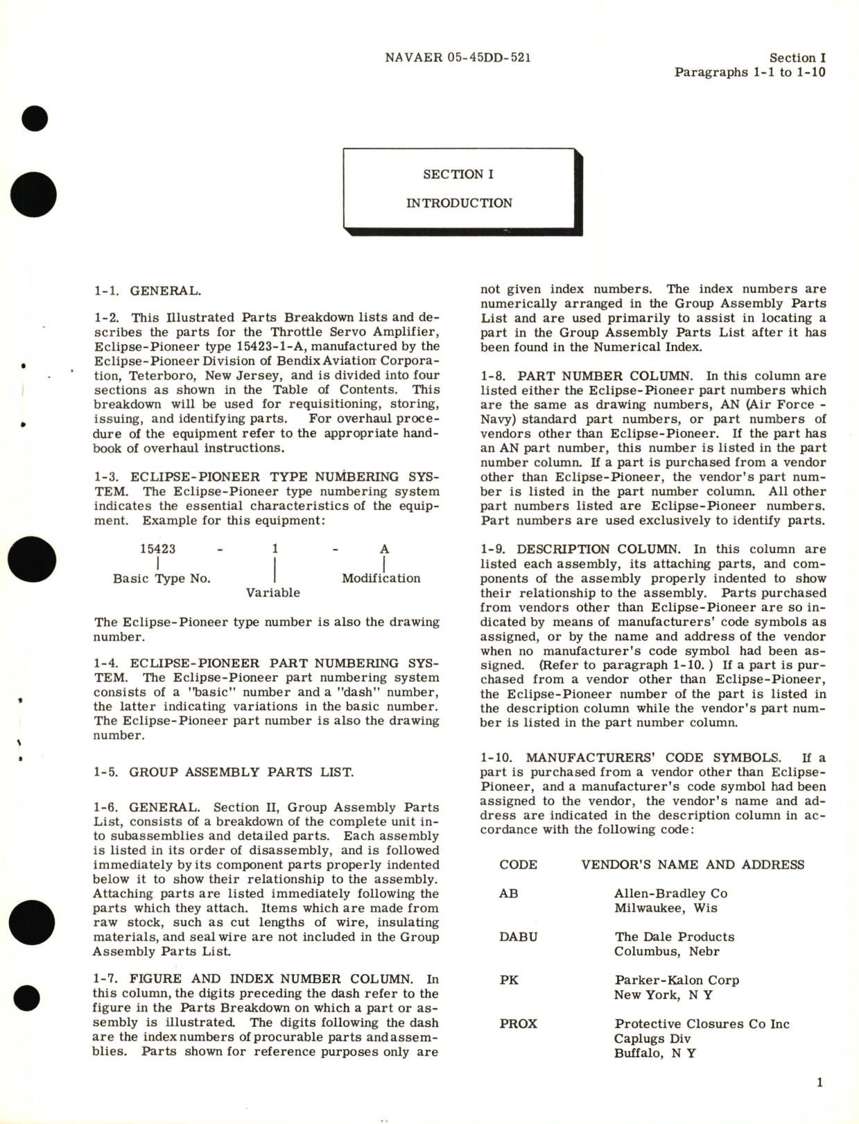 Sample page 5 from AirCorps Library document: Illustrated Parts Breakdown for Throttle Servo Amplifier Part No. 15423-1-A