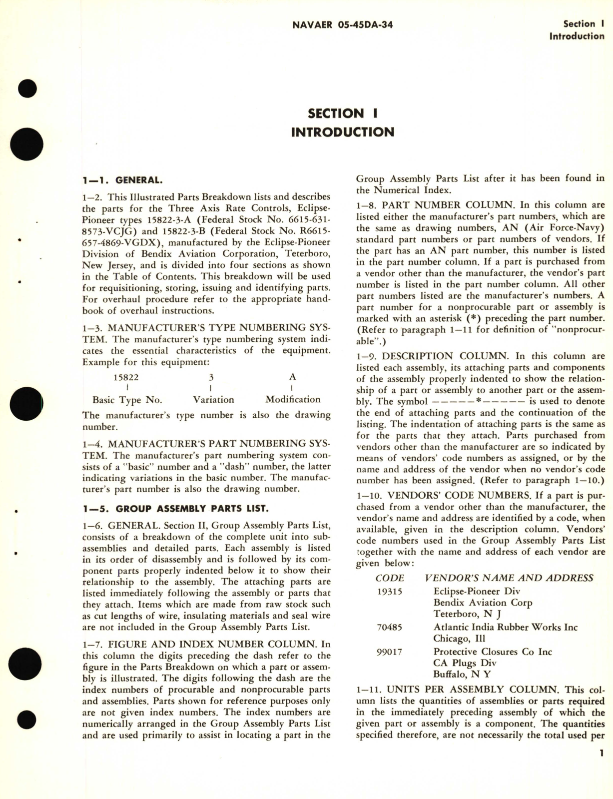 Sample page 5 from AirCorps Library document: Illustrated Parts Breakdown for Three Axis Rate Control Part No. 15822-3-A, 15822-3-B