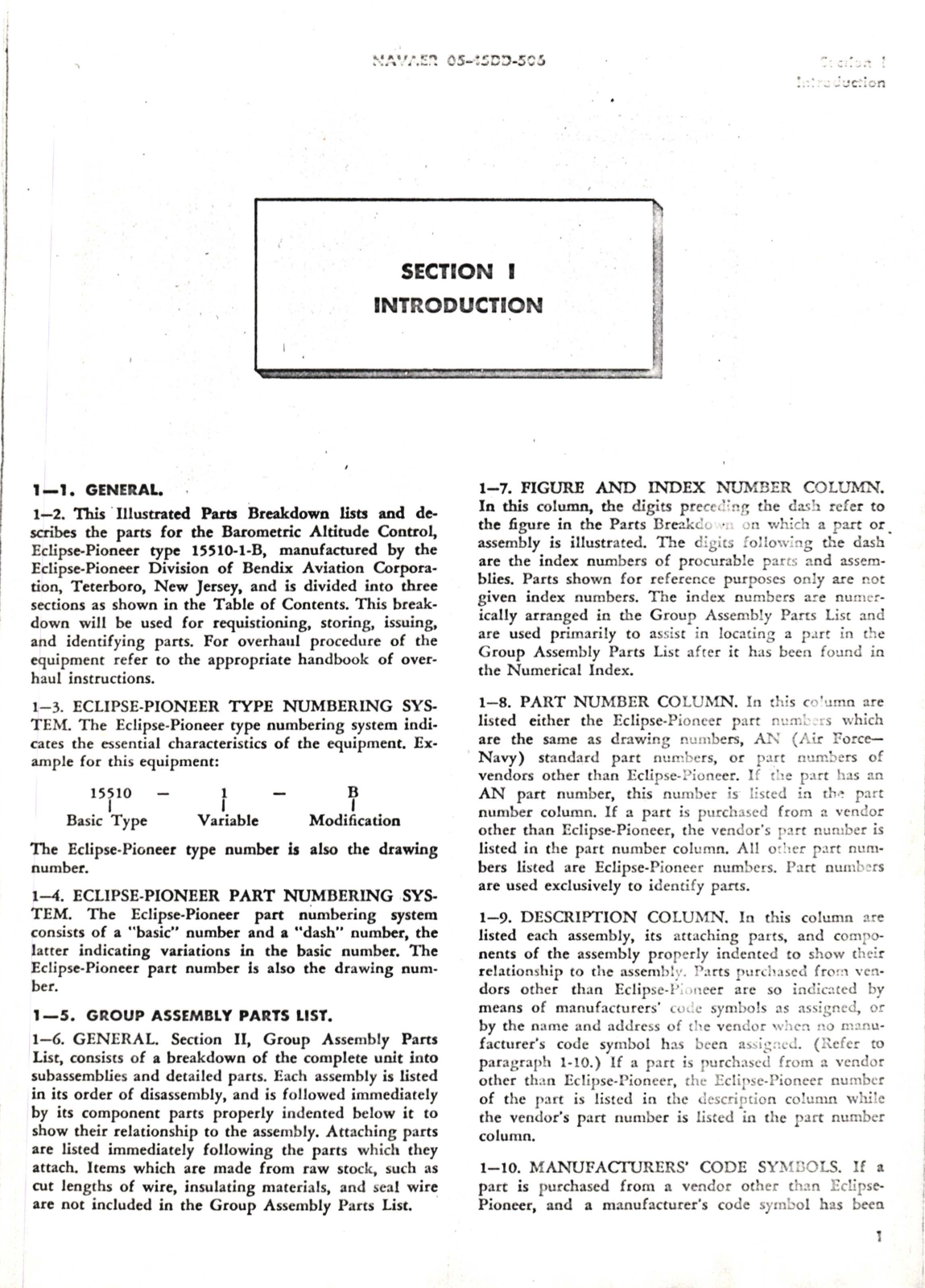 Sample page 5 from AirCorps Library document: Illustrated Parts Breakdown for Barometric Altitude Control Part No. 15510-1-B