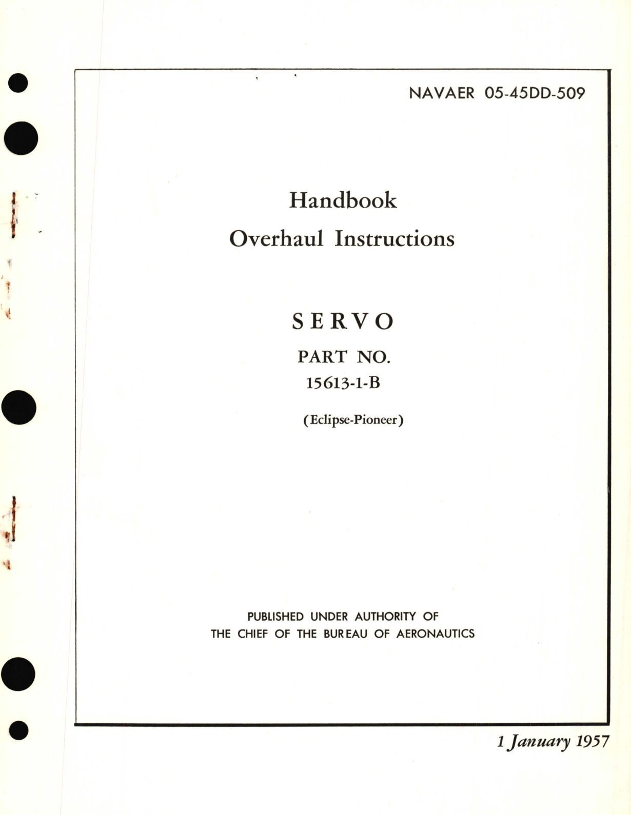 Sample page 1 from AirCorps Library document: Overhaul Instructions for Servo Part No. 15613-1-B