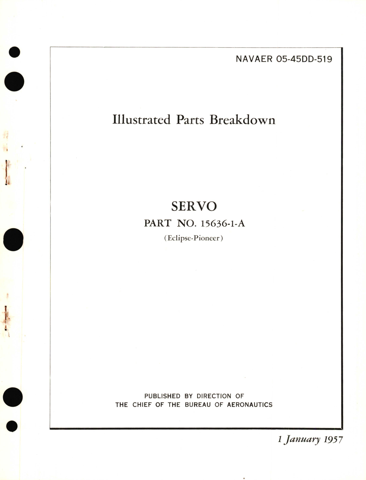 Sample page 1 from AirCorps Library document: Illustrated Parts Breakdown for Servo Part No. 15636-1-A 