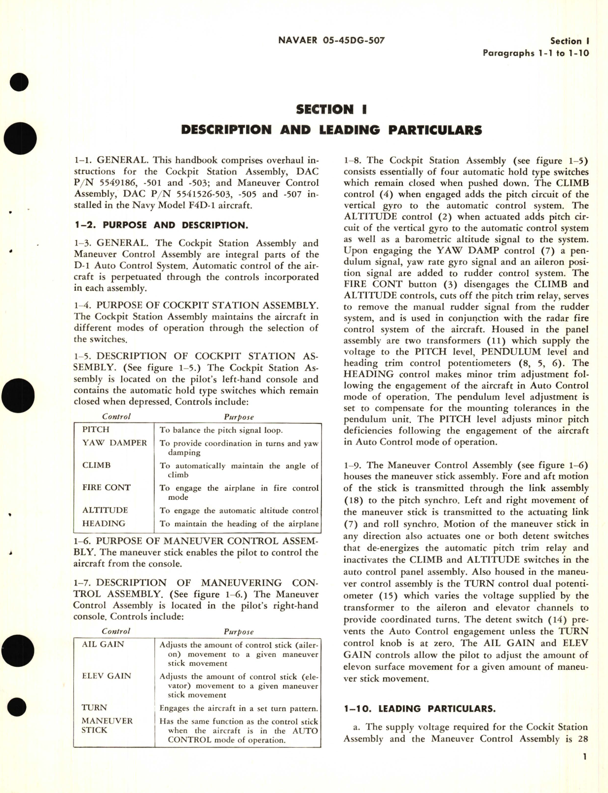 Sample page 7 from AirCorps Library document: Overhaul Instructions for Cockpit Station Assembly Part No. 5549186 Maneuver Control Assembly 5541526 for D-1 Auto Control 