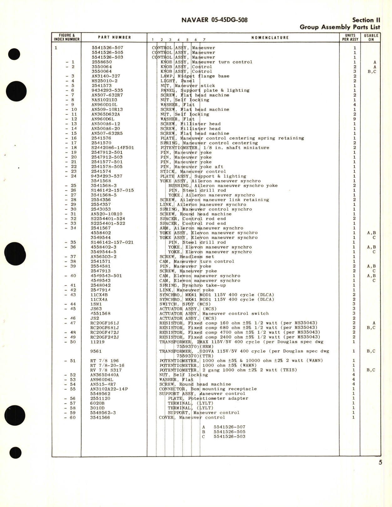 Sample page 7 from AirCorps Library document: Illustrated Parts Breakdown for Cockpit Station Assembly Part No. 5549186 Maneuver Control Assembly 5541526 for D-1 Auto Control 