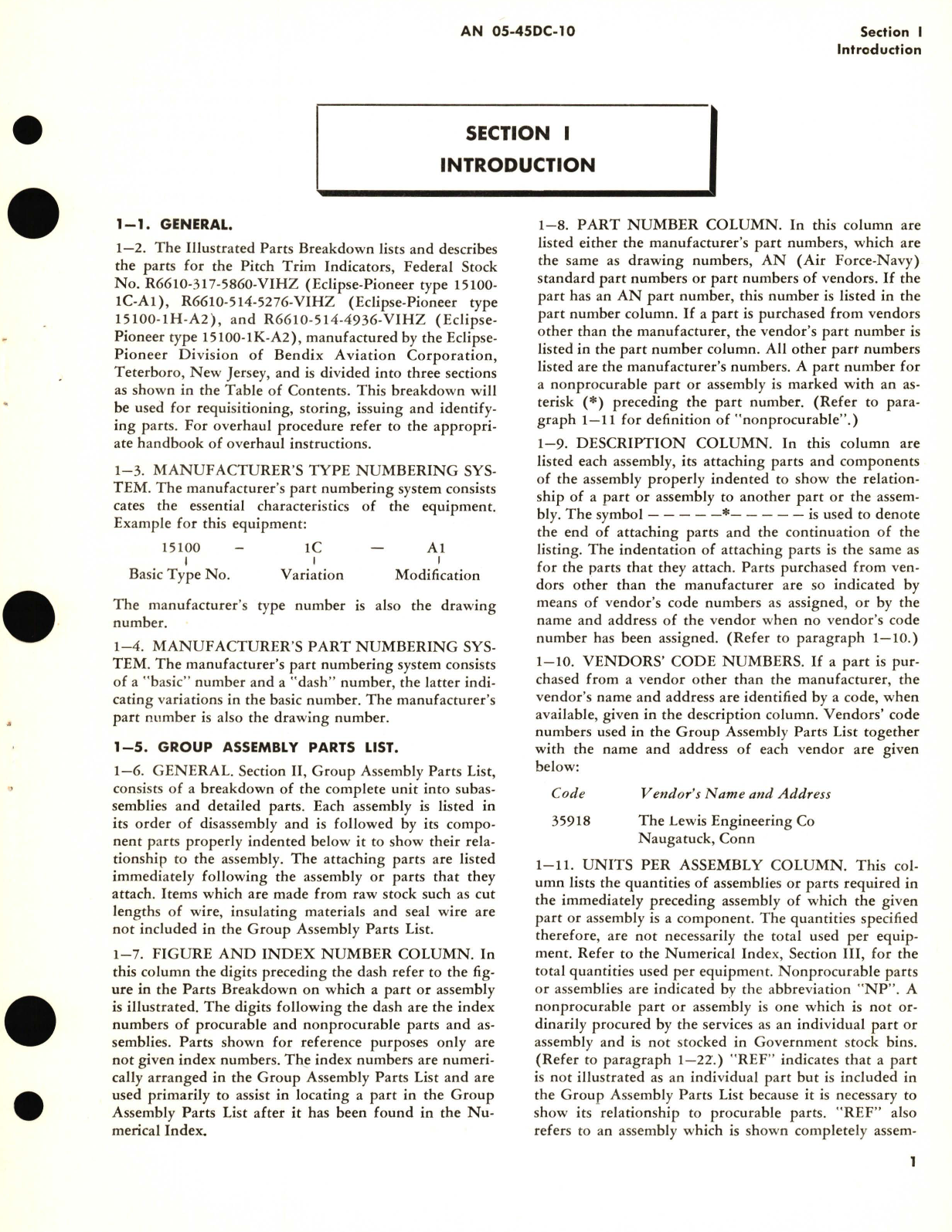 Sample page 5 from AirCorps Library document: Illustrated Parts Breakdown for Pitch Trim Indicator Part No.  15100-1C-A1, 15100-1H-A2, 15100-1K-A2