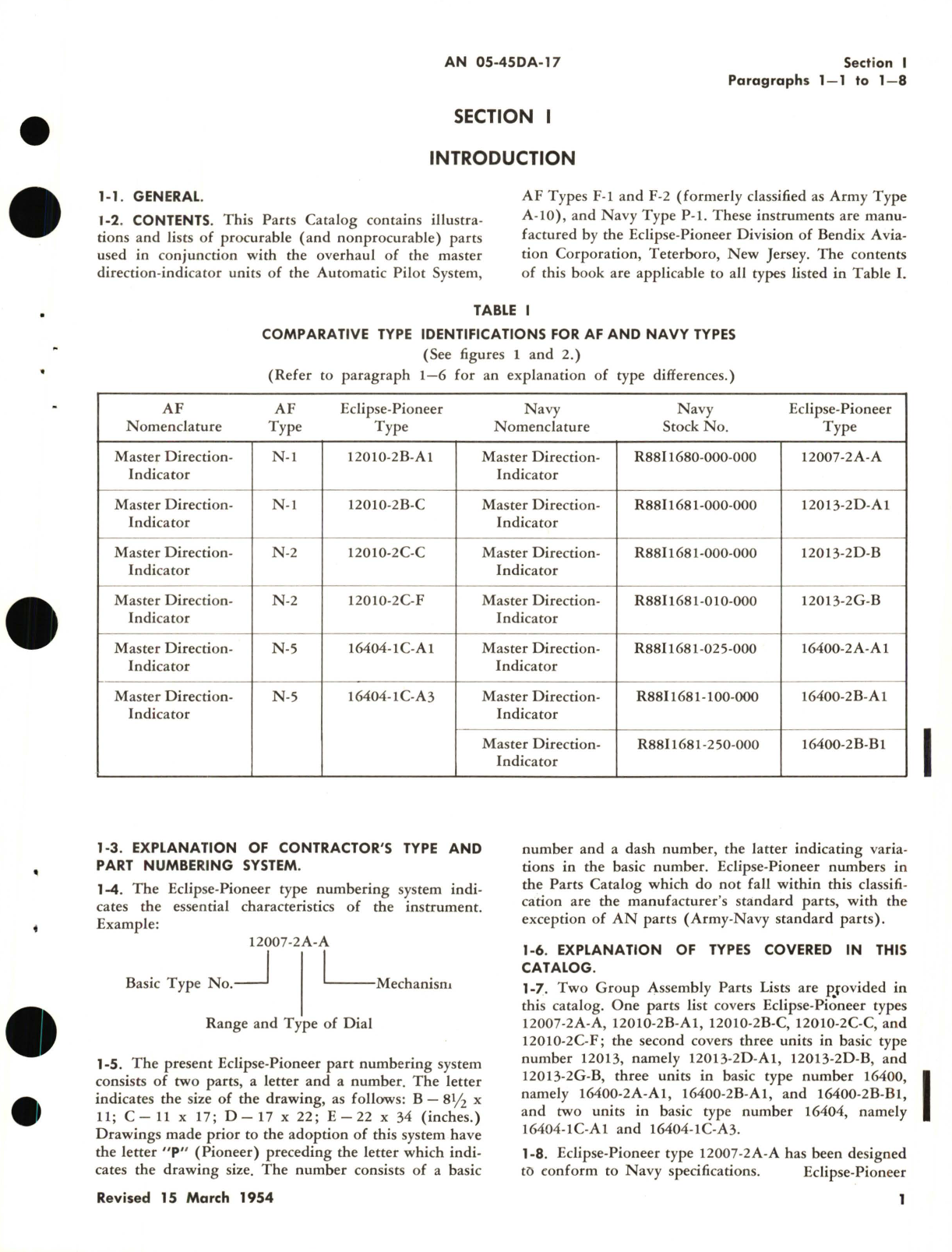 Sample page 5 from AirCorps Library document: Parts Catalog for Master Direction Indicators Part No. 12007, 12010, 12013, 16400, 16404 