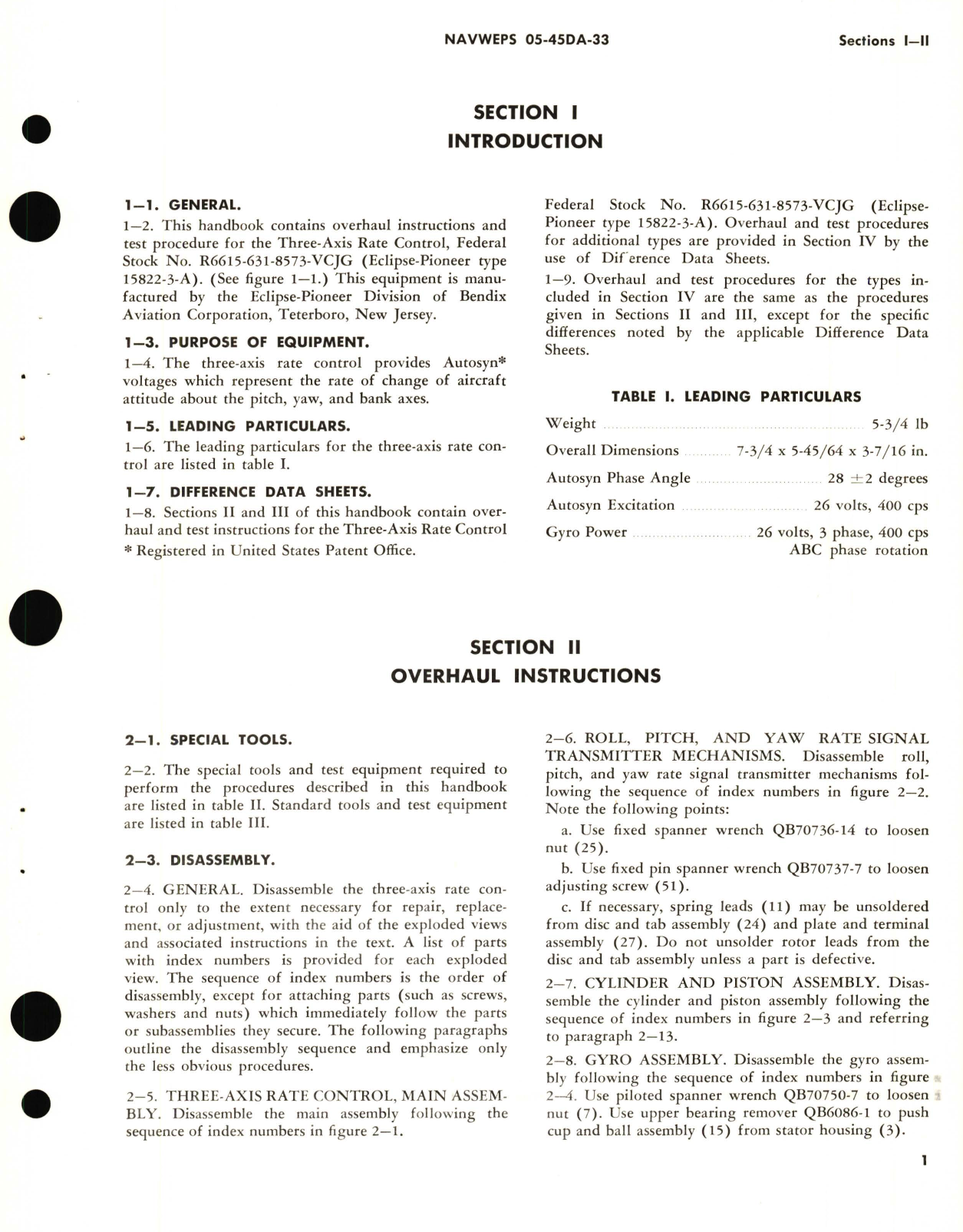 Sample page 5 from AirCorps Library document: Overhaul Instructions for Three-Axis Rate Control Part No. 15822-3 