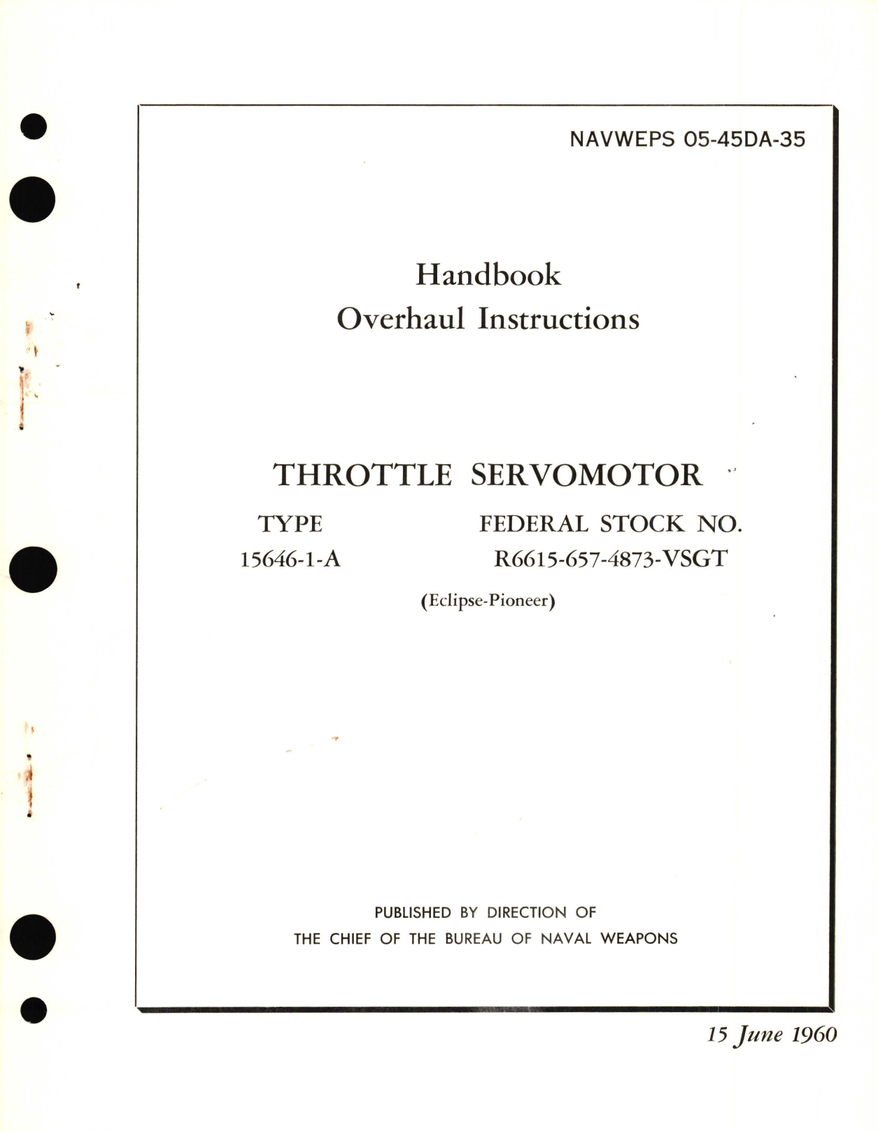 Sample page 1 from AirCorps Library document: Overhaul Instructions for Throttle Servomotor Type 15646-1-A