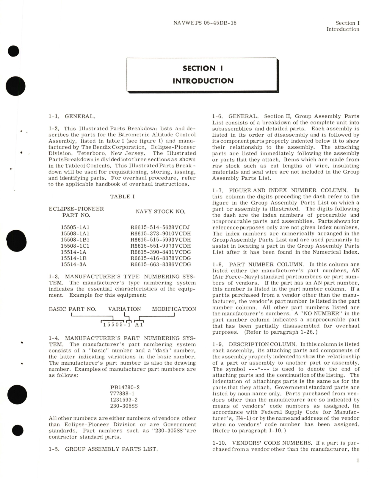 Sample page 5 from AirCorps Library document: Illustrated Parts Breakdown for Barometric Altitude Control Assembly Part No. 15505, 15508, 15514 