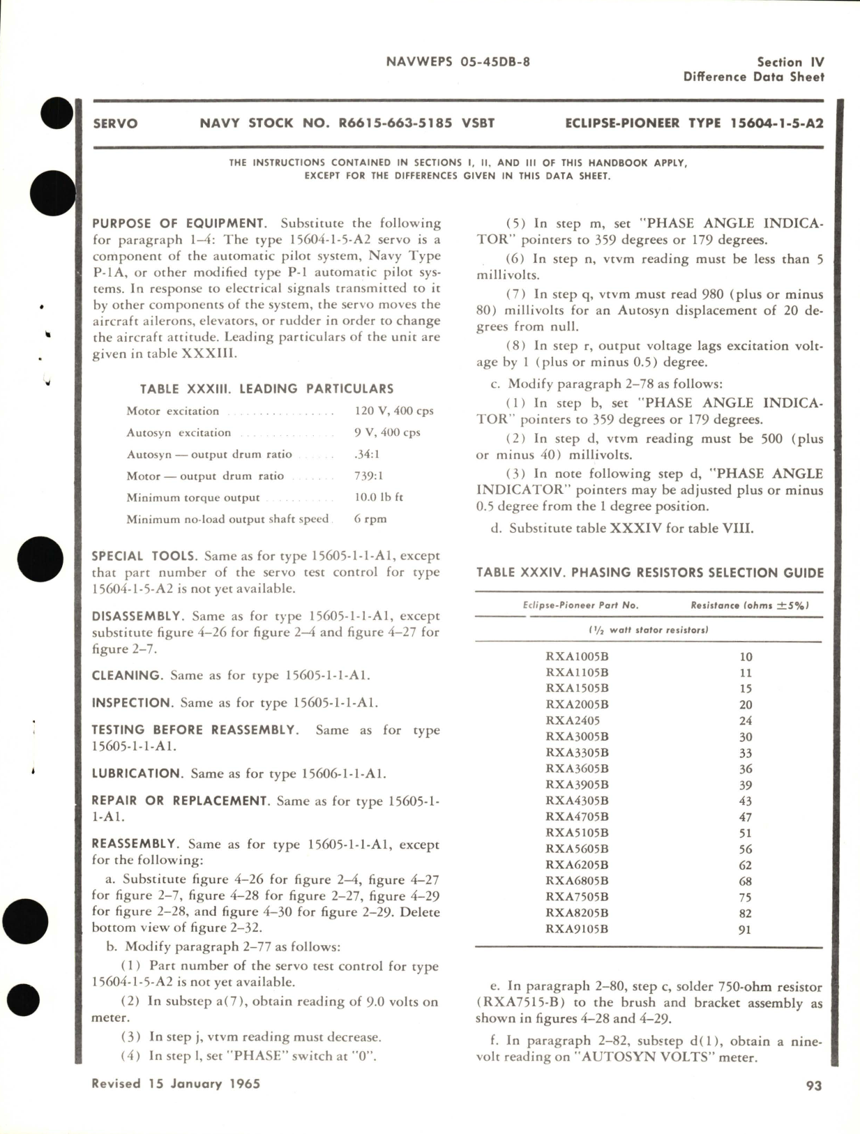 Sample page 5 from AirCorps Library document: Overhaul Instructions for Servos Part No. 15604, 1505, 15606, 15610 