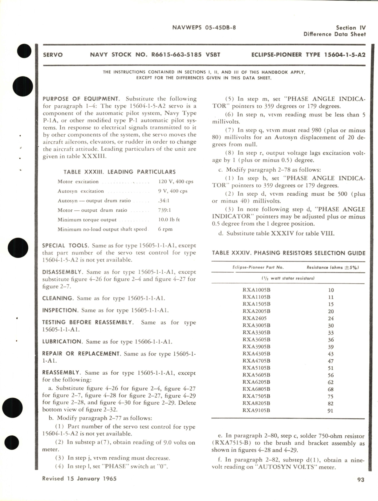 Sample page 5 from AirCorps Library document: Overhaul Instructions for Servos Part No. 15604, 1505, 15606, 15610