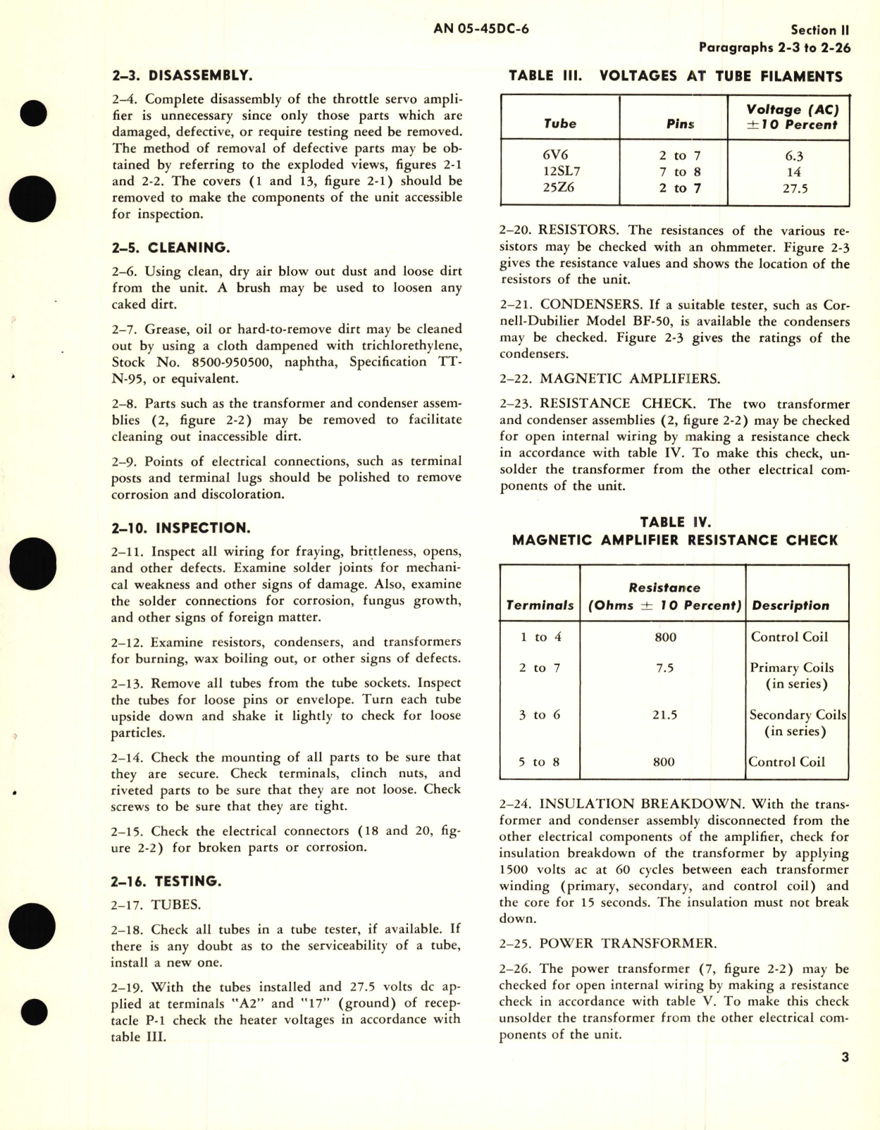 Sample page 7 from AirCorps Library document: Overhaul Instructions for Throttle Servo Amplifier Part No. 15403-2-A