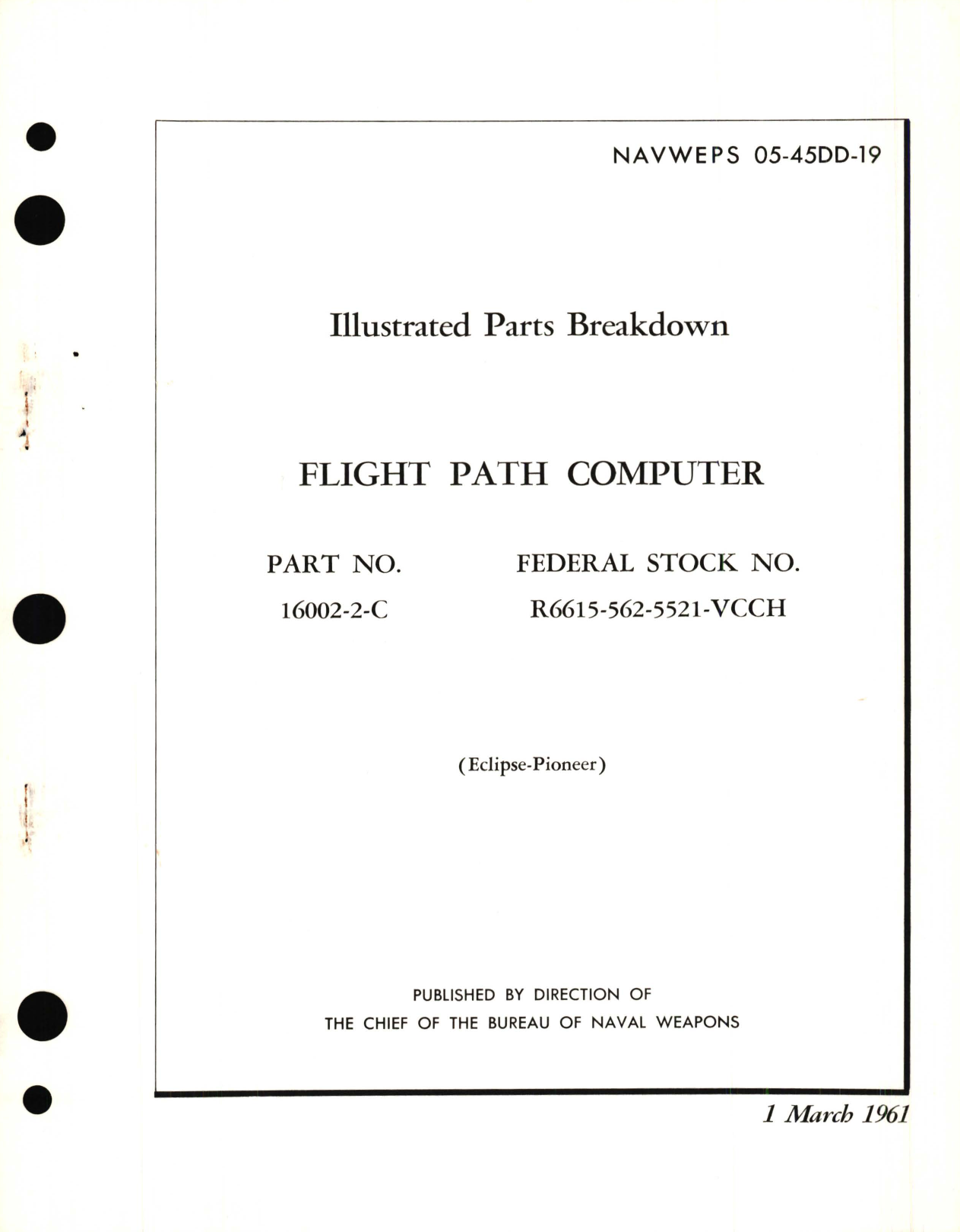 Sample page 1 from AirCorps Library document: Illustrated Parts Breakdown for Flight Path Computer Part No. 16002-2-C