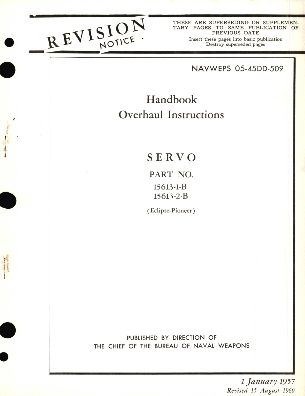 Sample page 1 from AirCorps Library document: Overhaul Instructions for Servo Part No. 15613 