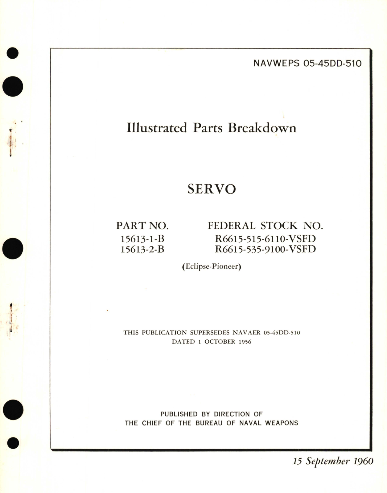 Sample page 1 from AirCorps Library document: Illustrated Parts Breakdown for Servo Part No. 15613 