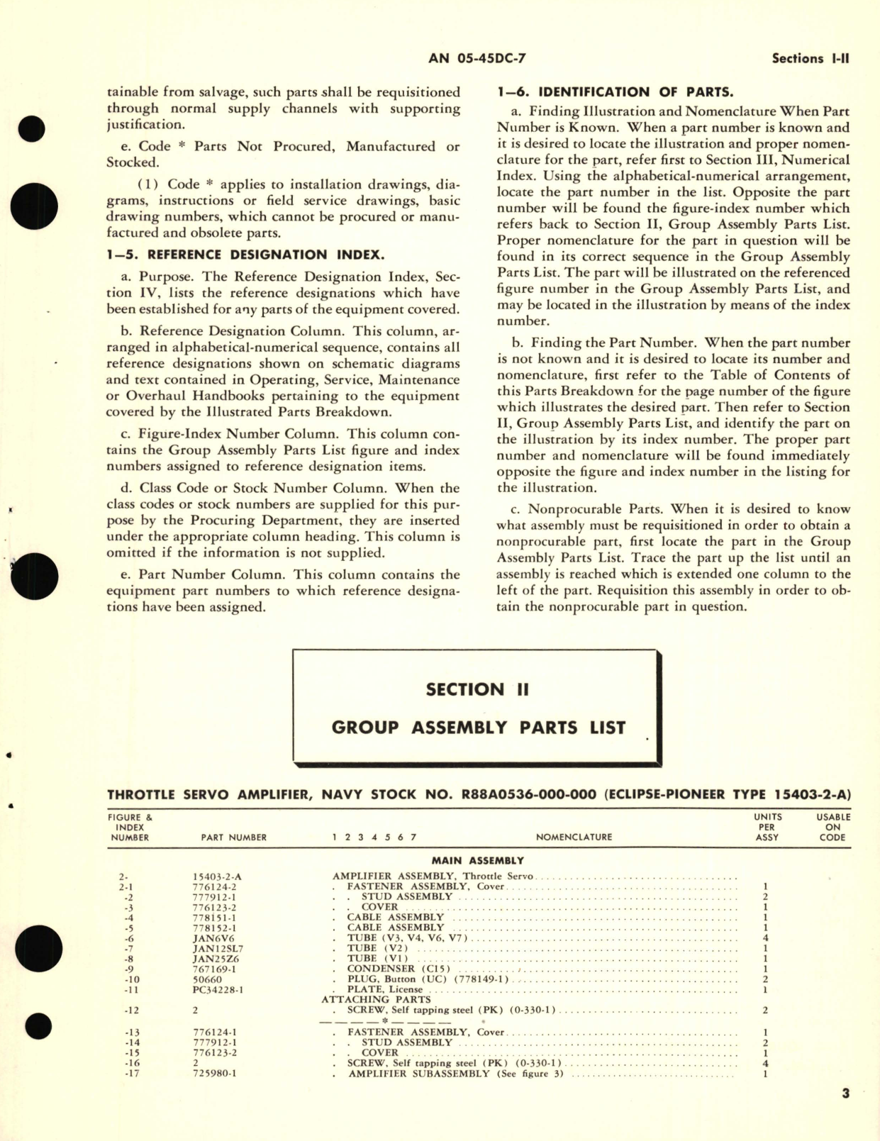 Sample page 7 from AirCorps Library document: Illustrated Parts Breakdown for Throttle Servo Amplifier Part No. 15403-2-A 