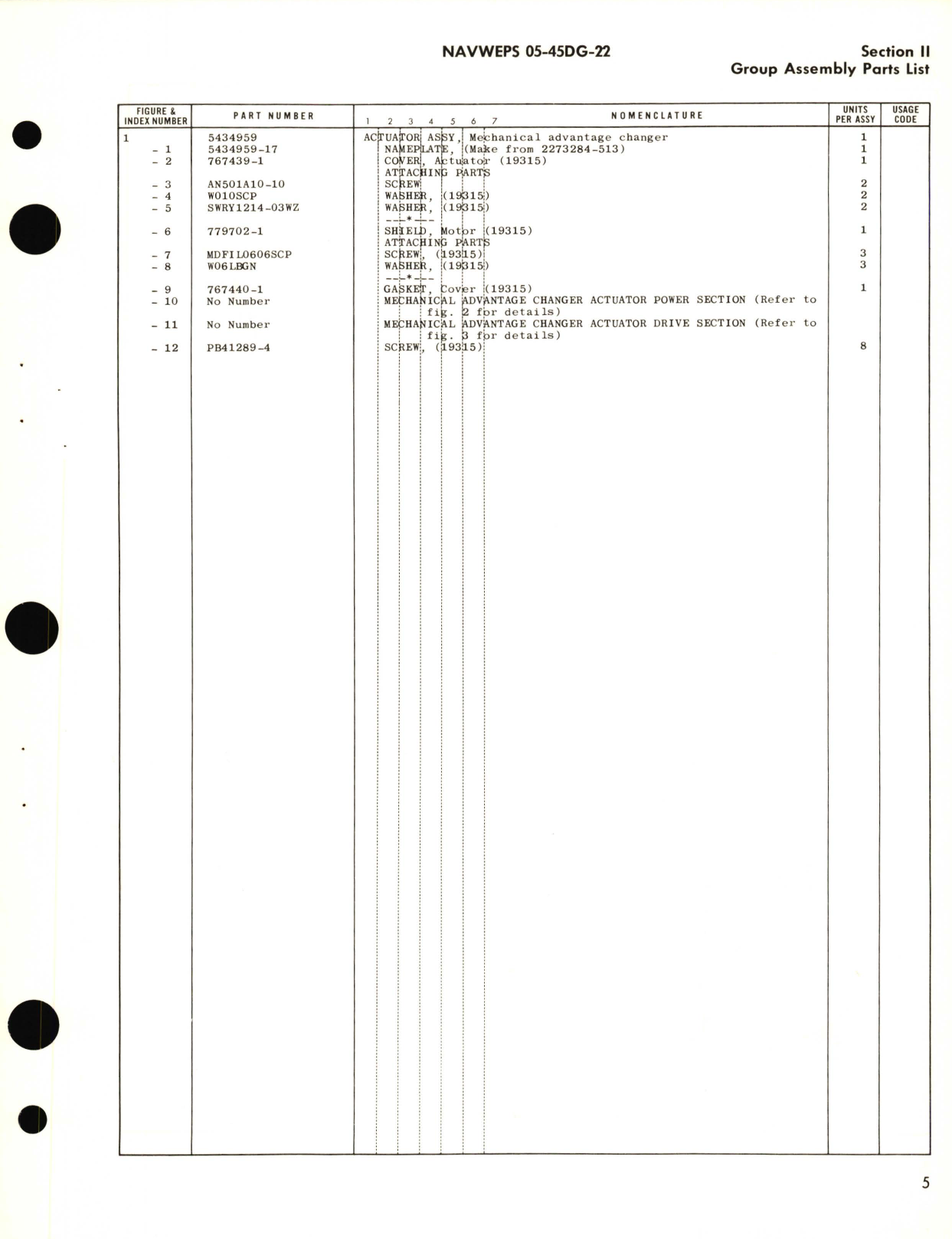 Sample page 7 from AirCorps Library document:  Illustrated Parts Breakdown for Mechanical Advantage Changer Actuator Part No. 5434959 