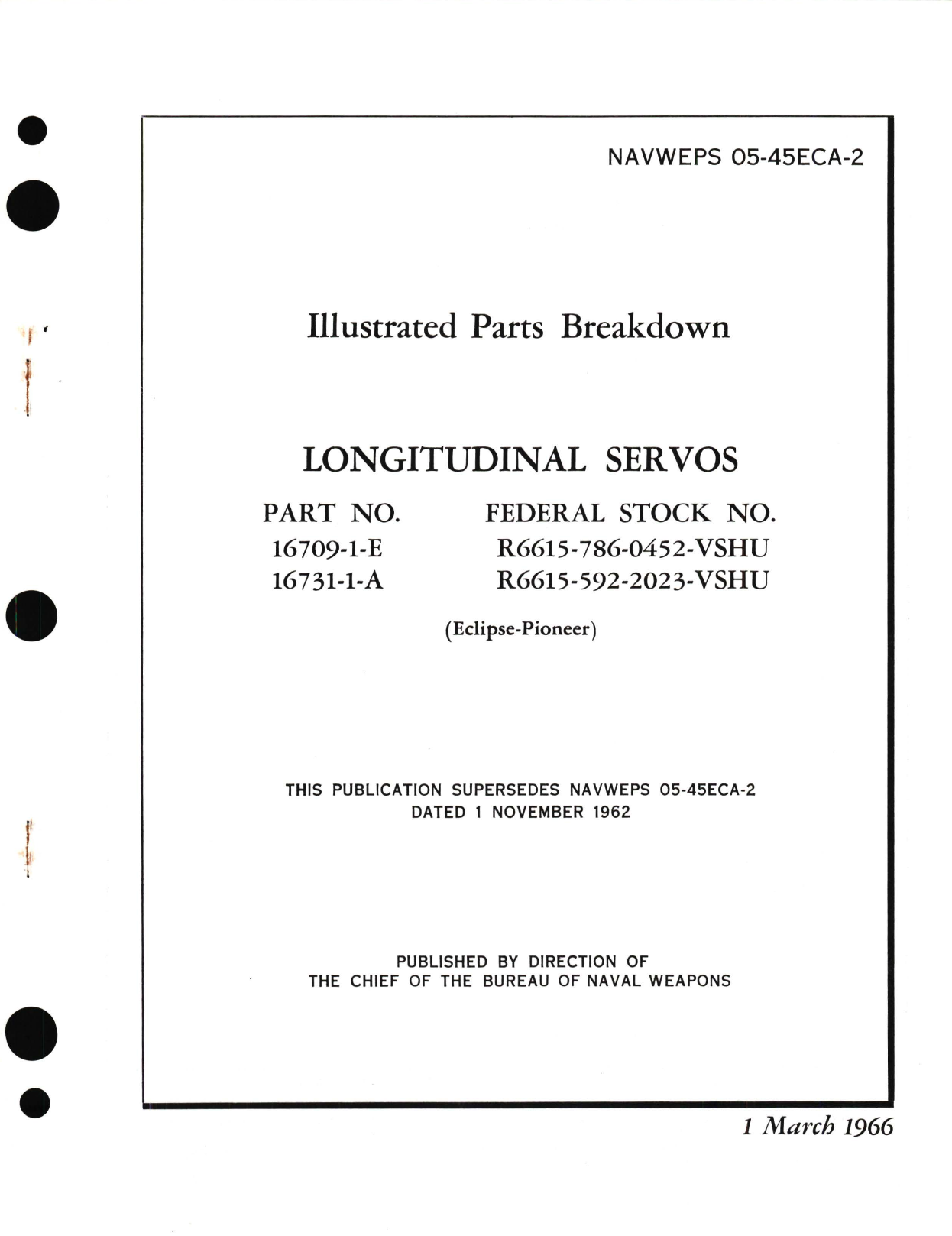 Sample page 1 from AirCorps Library document: Illustrated Parts Breakdown for Longitudinal Servos Part No. 16709, 16731 